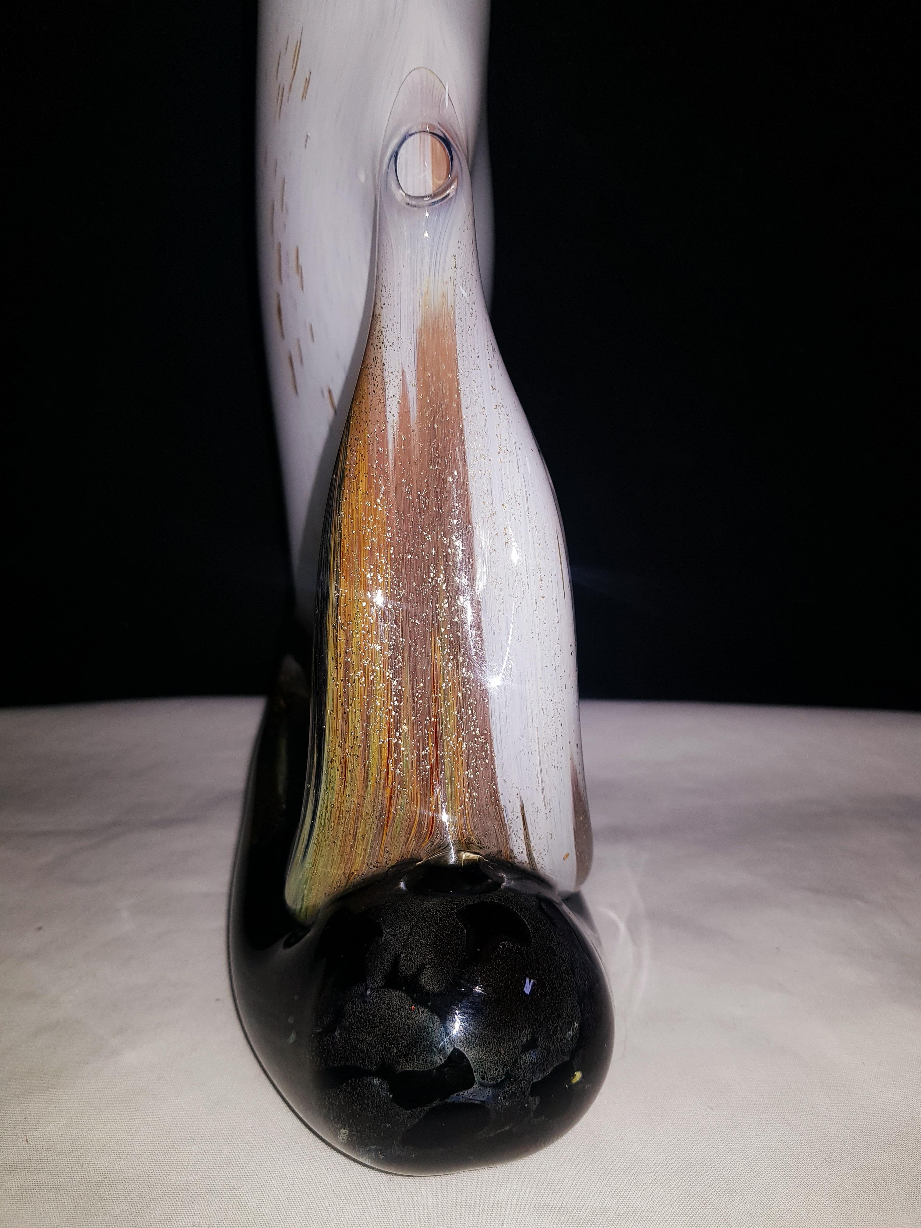 Italian Middle of Century Murano Glass Vase with Gold Leaf For Sale