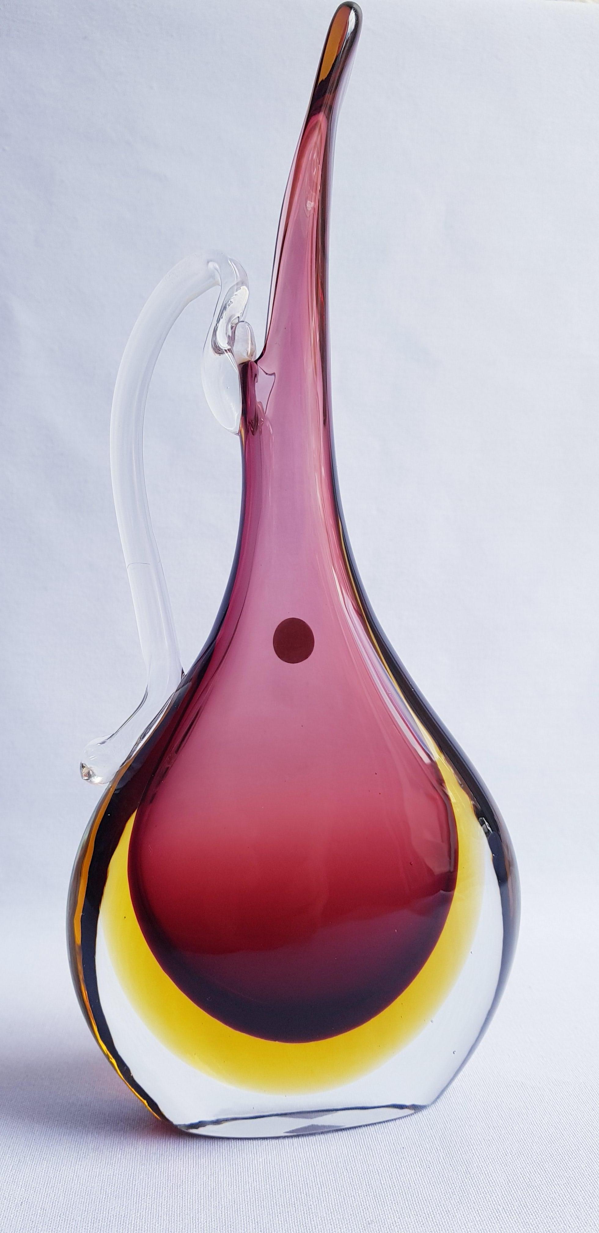 Art Deco Middle of Century Somerso Murano Glass Carafe For Sale