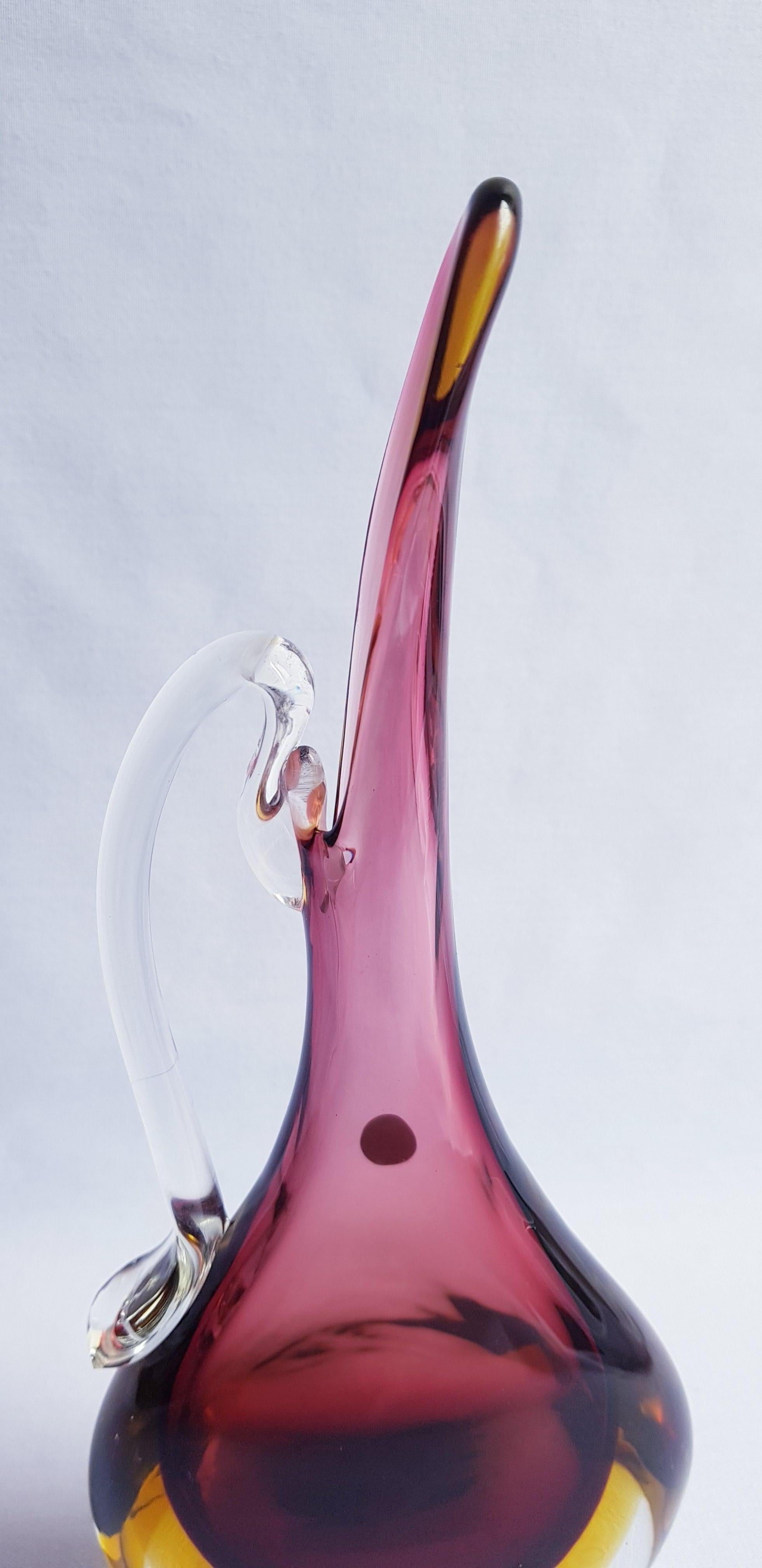 Italian Middle of Century Somerso Murano Glass Carafe For Sale