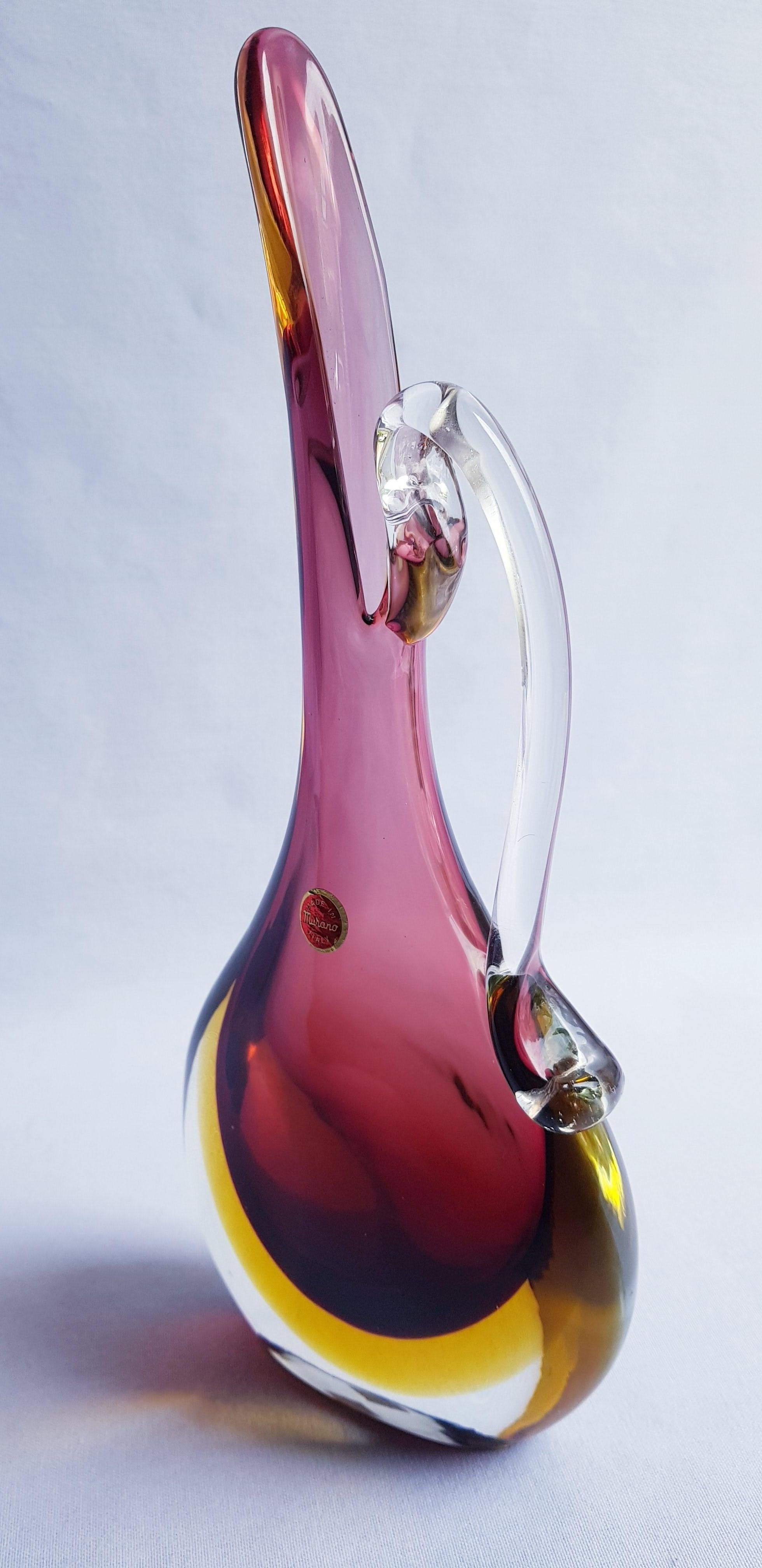 Middle of Century Somerso Murano Glass Carafe For Sale 1