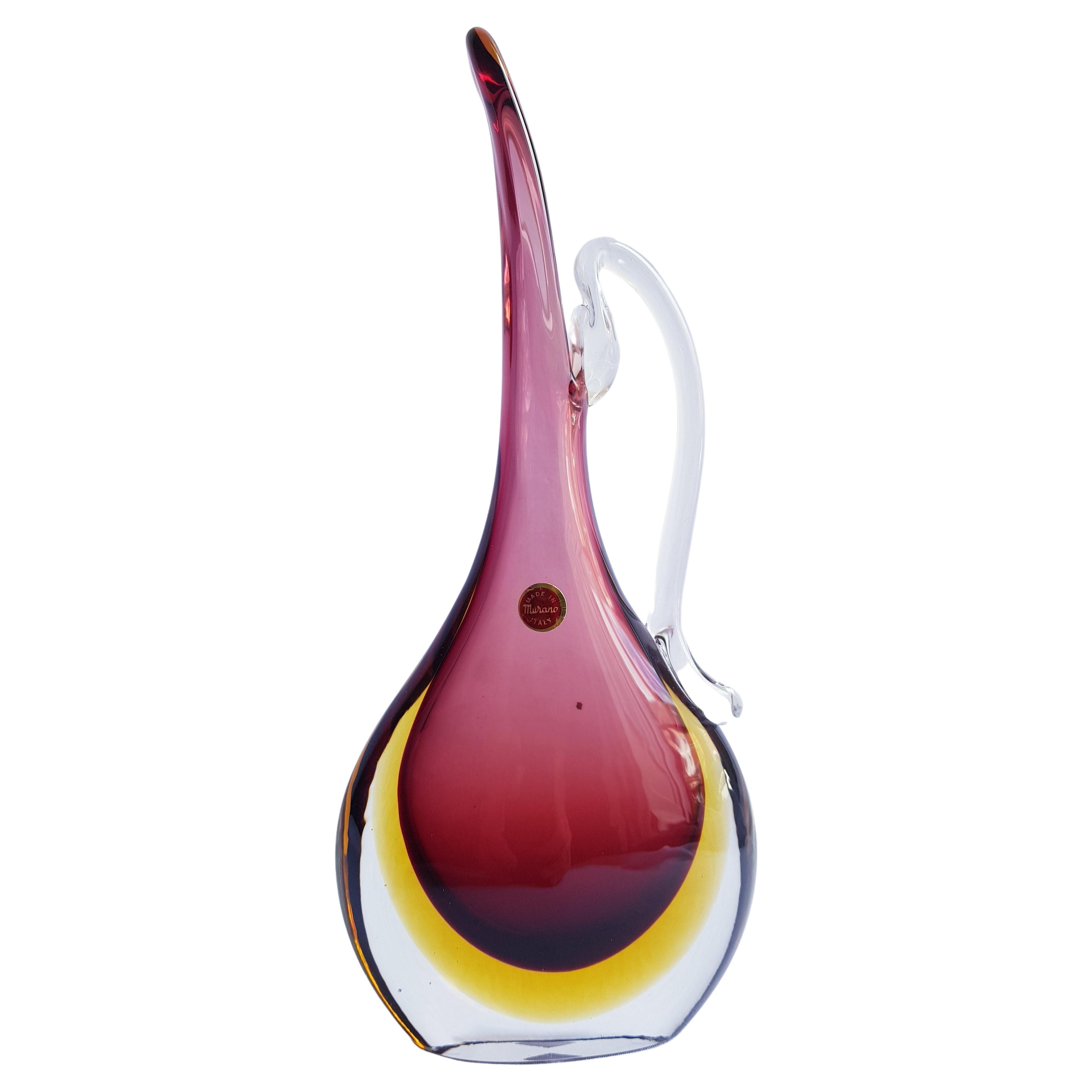 Middle of Century Somerso Murano Glass Carafe For Sale