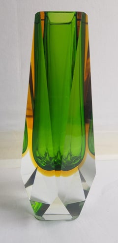 Middle of Century Sommerso Faceted Murano Glass Vase