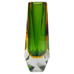 Middle of Century Sommerso Faceted Murano Glass Vase