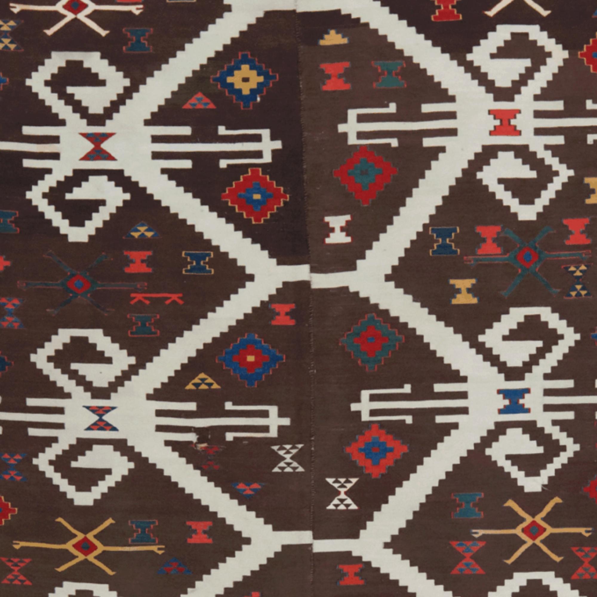 Turkish Middle of the 19th Century Antique Anatolian Sivas Kilim For Sale
