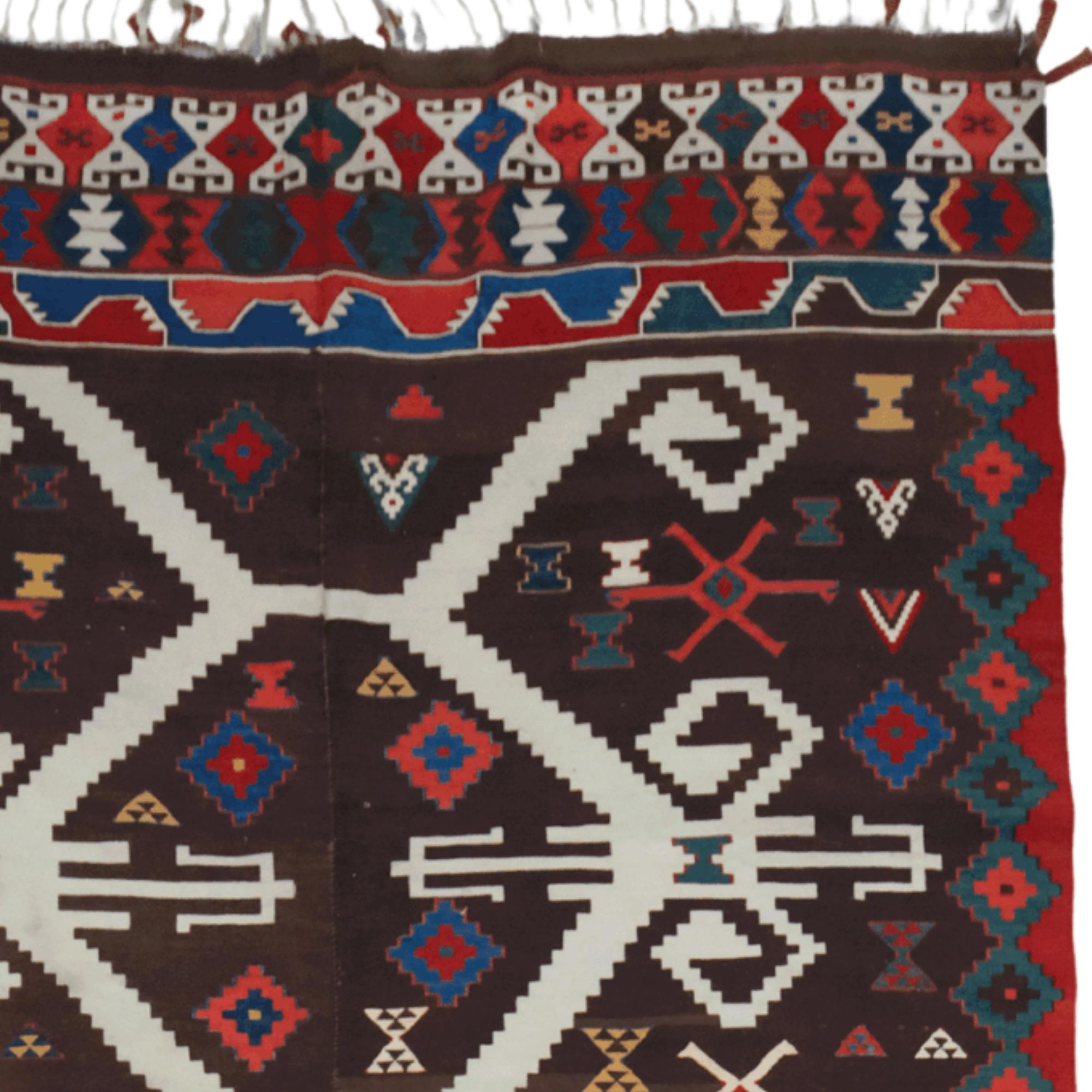 Hand-Woven Middle of the 19th Century Antique Anatolian Sivas Kilim For Sale