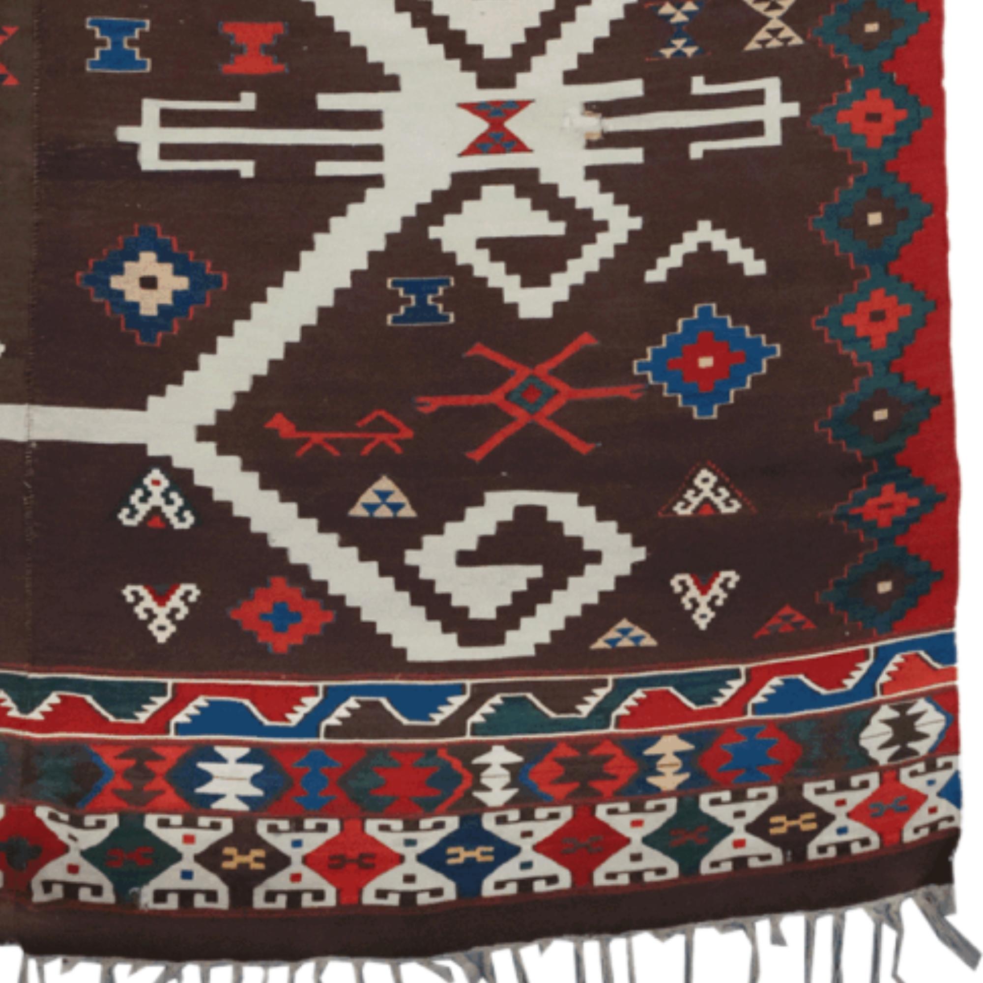 Middle of the 19th Century Antique Anatolian Sivas Kilim In Good Condition For Sale In Sultanahmet, 34