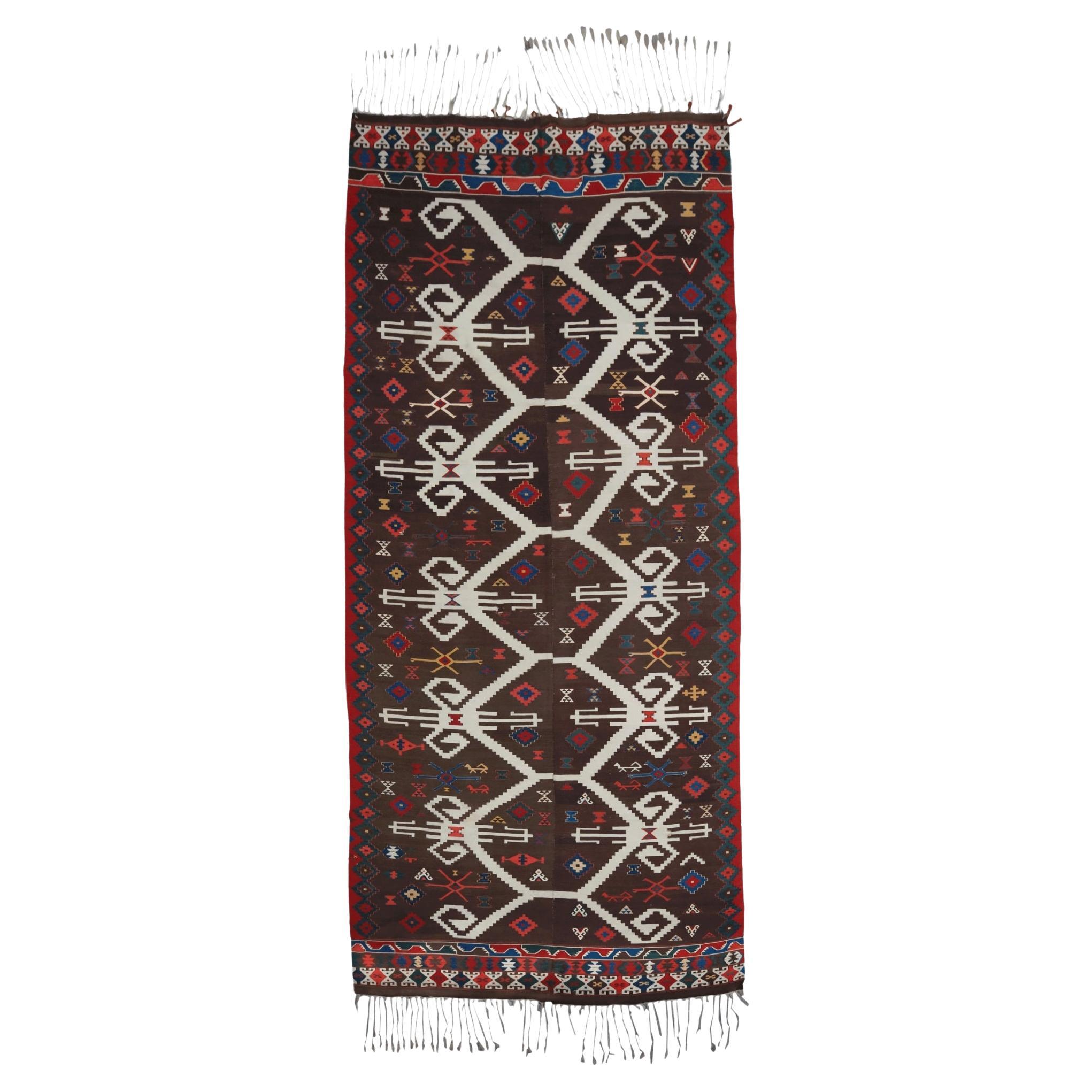 Middle of the 19th Century Antique Anatolian Sivas Kilim