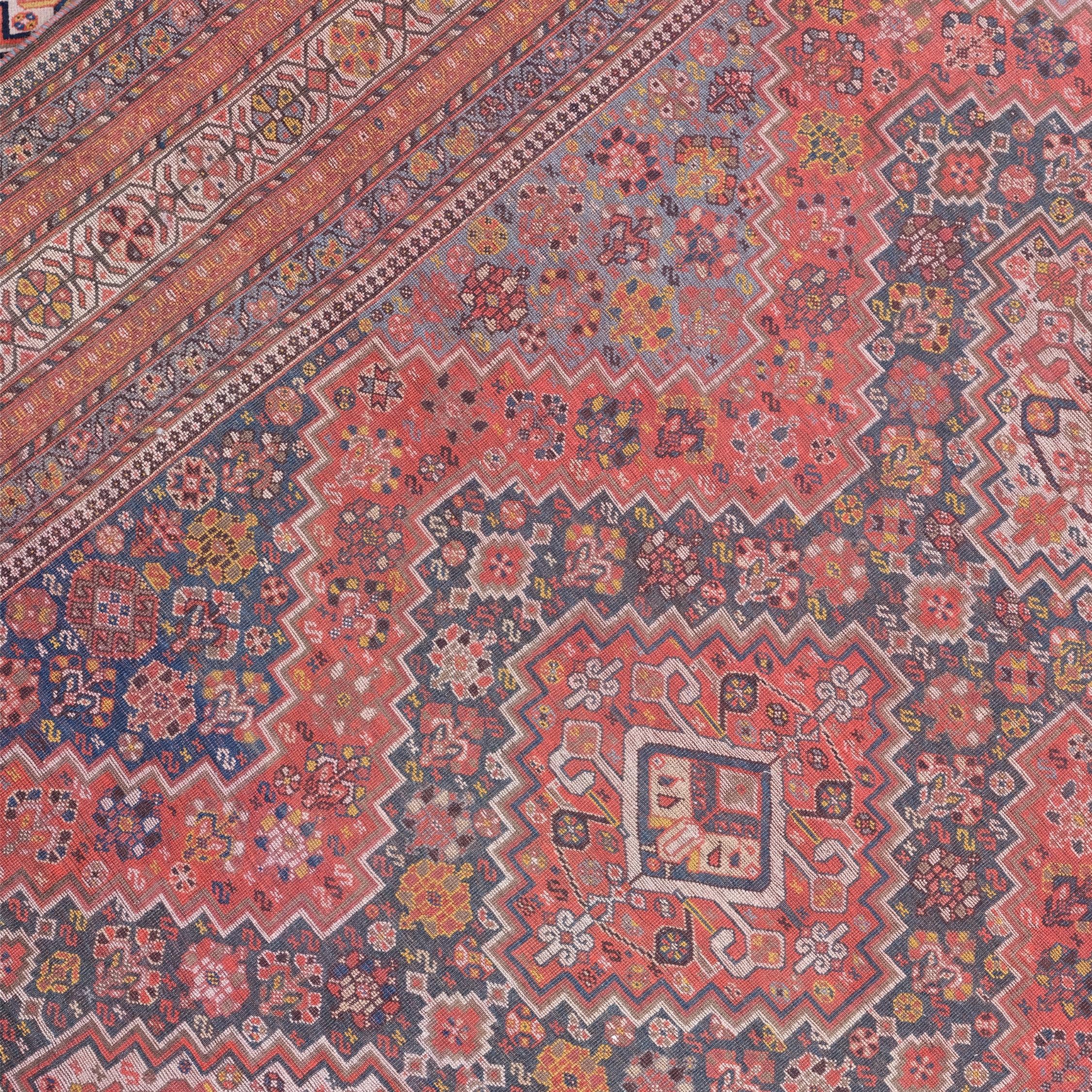 Middle of the 19th Century Antique Khamseh Rug - Antique Wool Area Rug For Sale 1