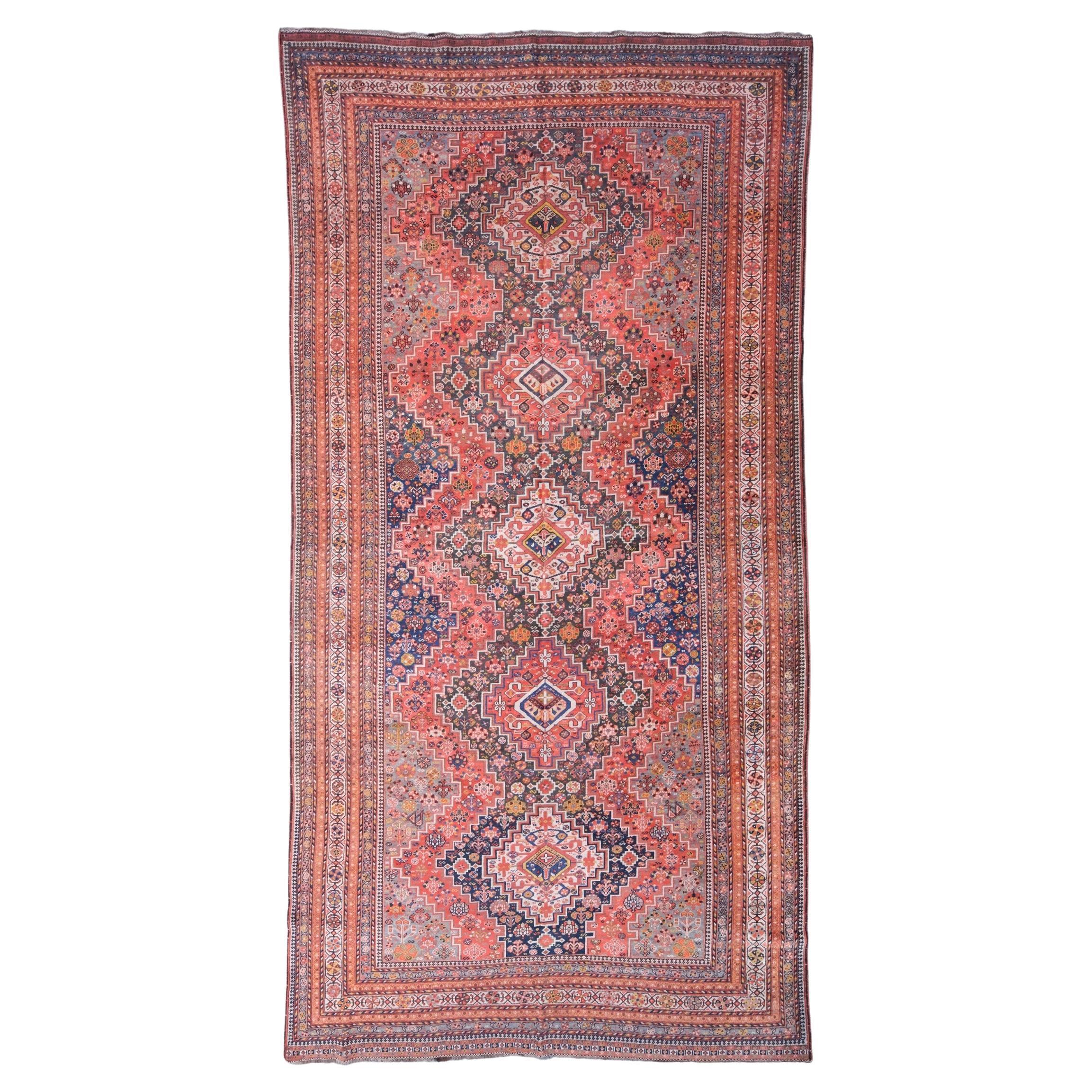 Middle of the 19th Century Antique Khamseh Rug - Antique Wool Area Rug