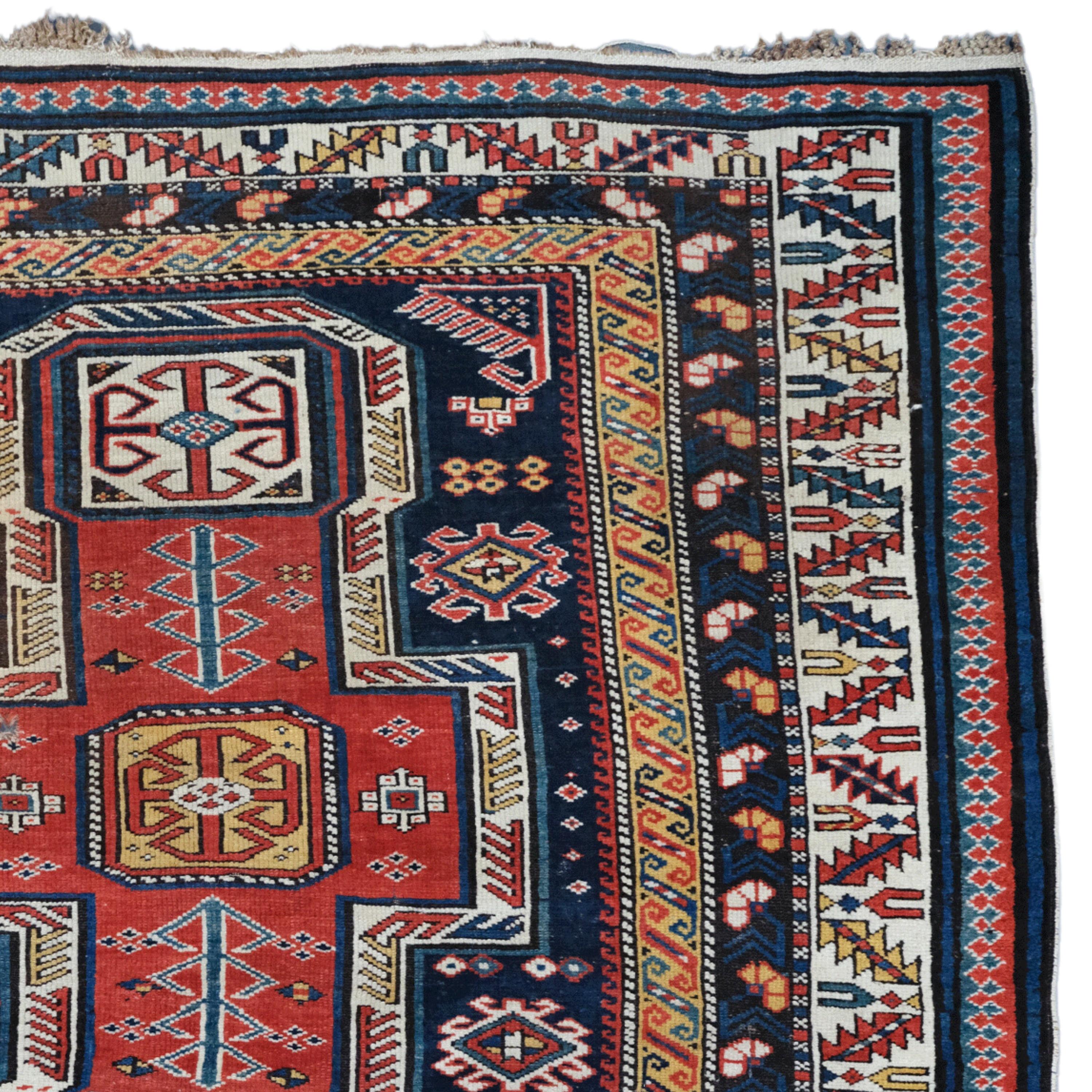 Tapis caucasien Kuba Shirvan du milieu du 19e siècle - Tapis ancien Bon état - En vente à Sultanahmet, 34