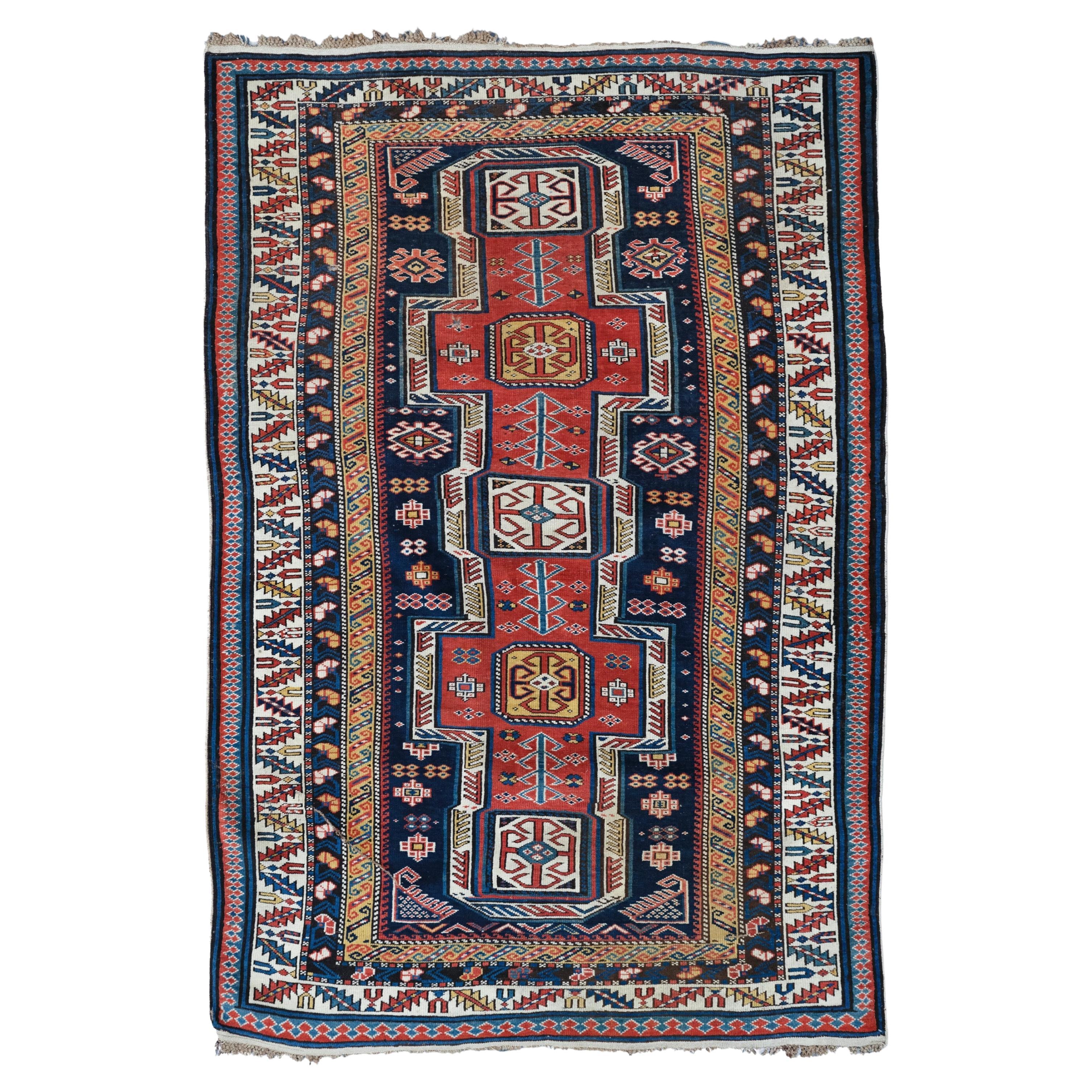 Middle Of The 19th Century Caucasian Kuba Shirvan Rug - Antique Area Rug