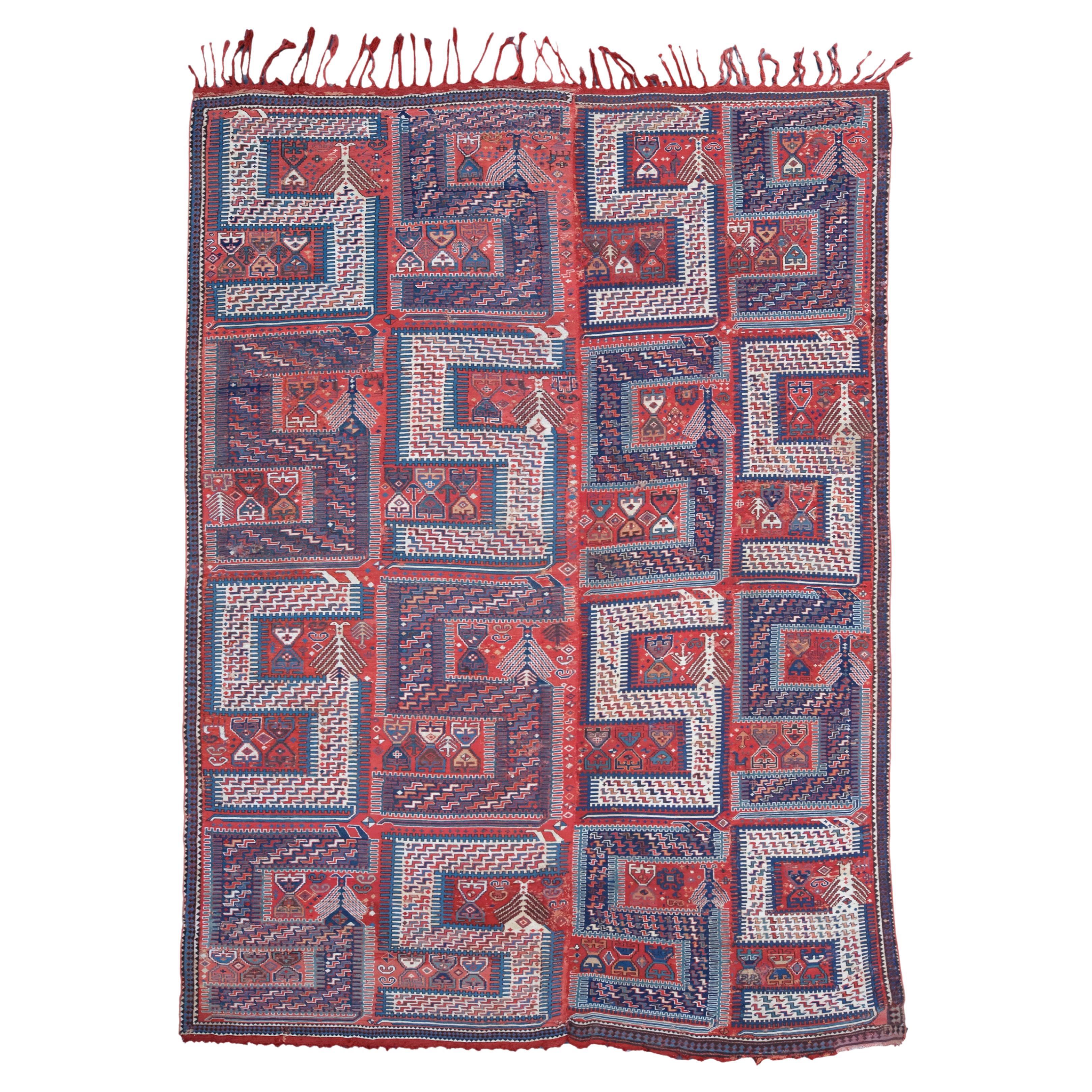 Middle Of The 19th Century Caucasian Zileh - Antique Caucasian Area Rug