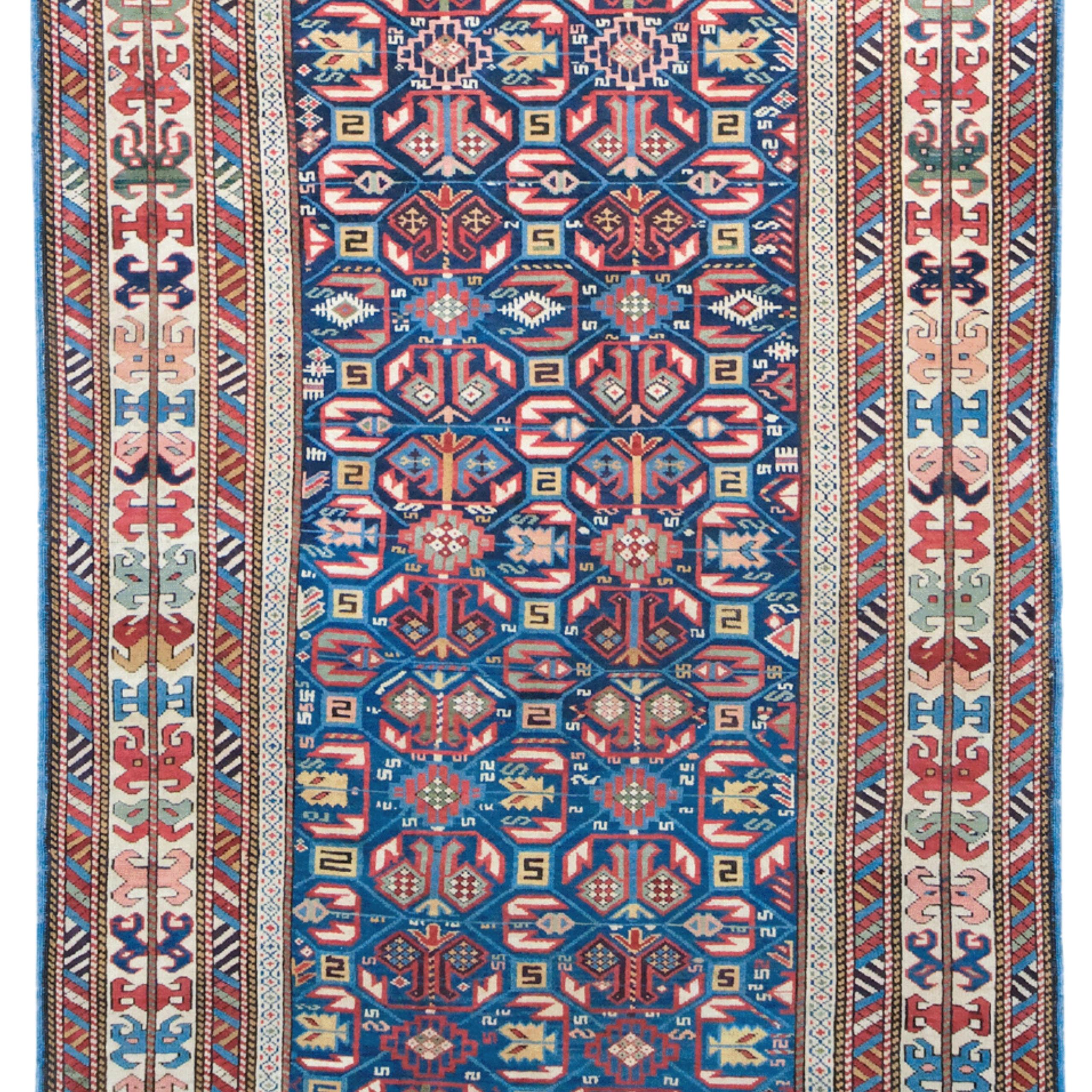 Chemin de table caucasien coloré de Shirvan du milieu du 19e siècle Bon état - En vente à Sultanahmet, 34