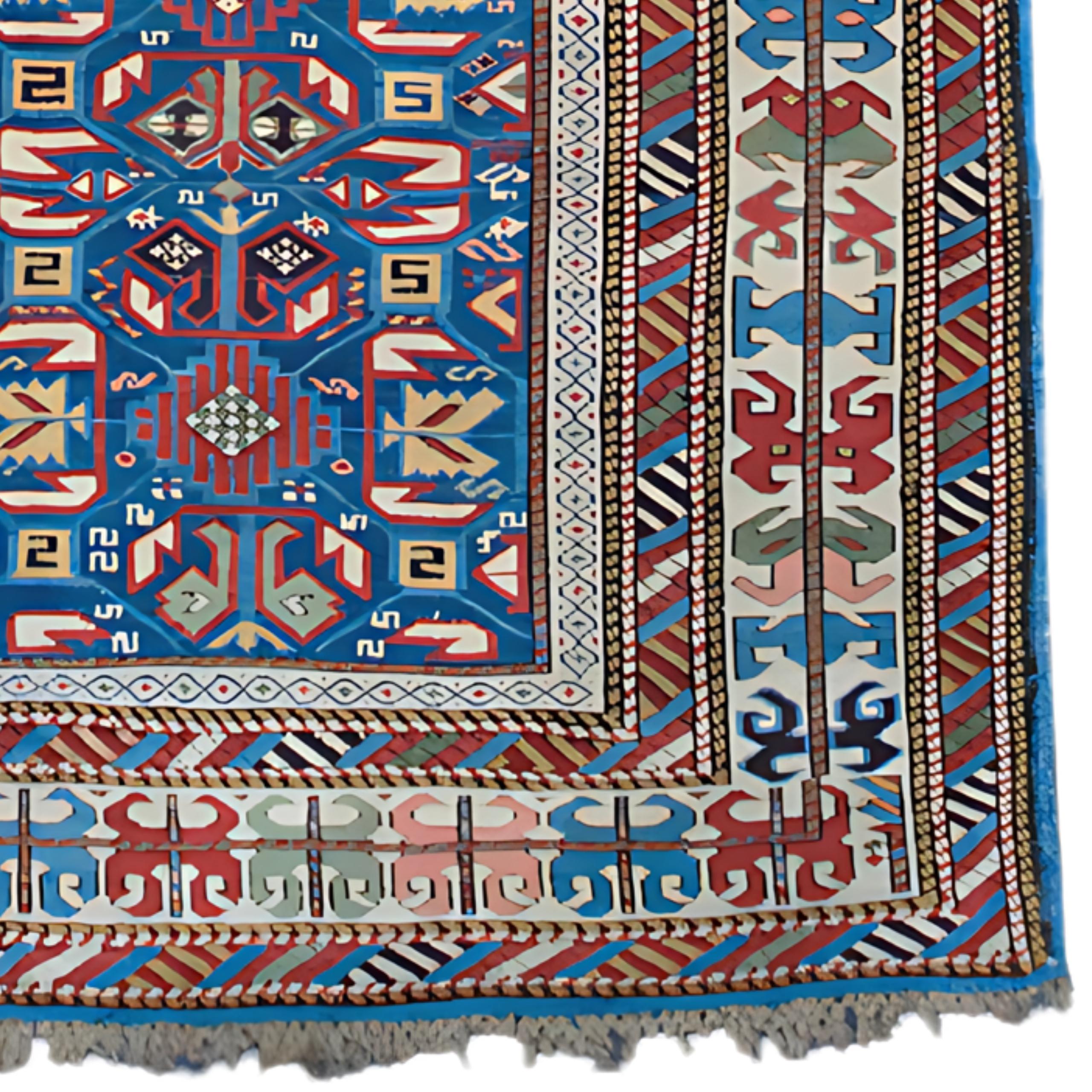 XIXe siècle Chemin de table caucasien coloré de Shirvan du milieu du 19e siècle en vente