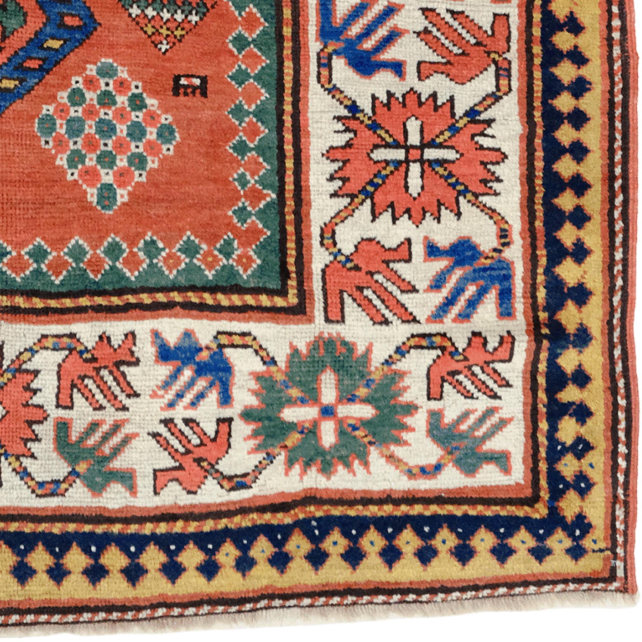 Alfombra kazaka de mediados del siglo XIX en Bueno estado para la venta en Sultanahmet, 34