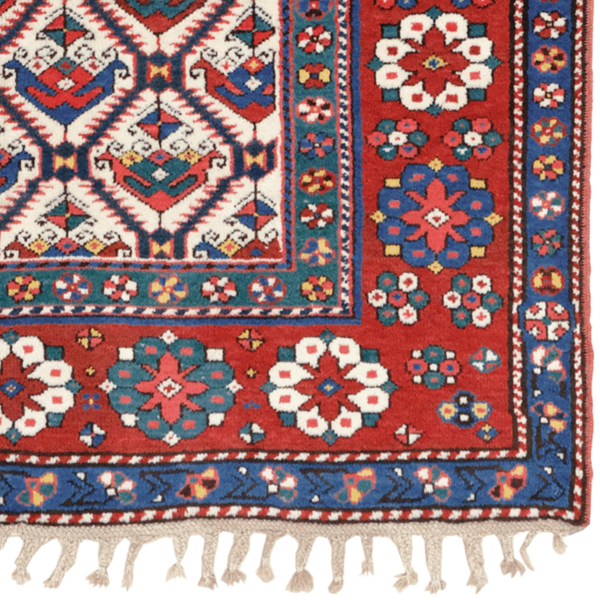 Alfombra kazaka de mediados del siglo XIX en Bueno estado para la venta en Sultanahmet, 34