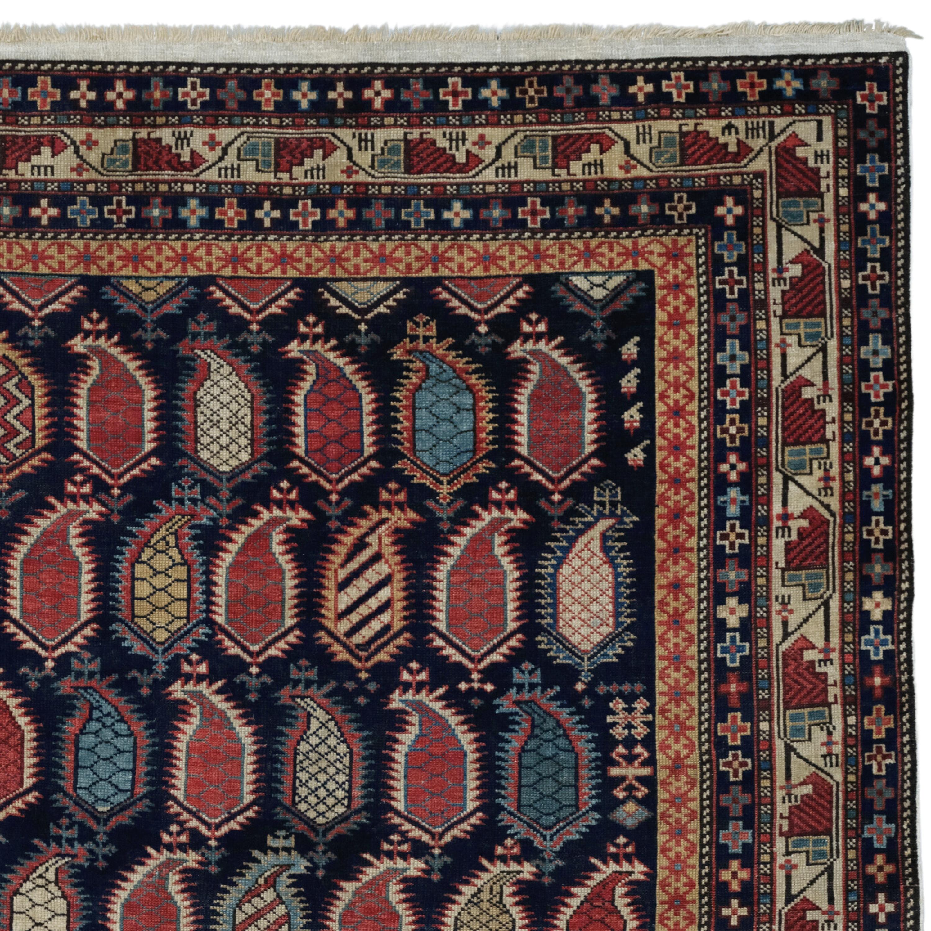 Wool Middle of the 19th Century Marasali Rug, Antique Caucasian Rug, Antique Rug For Sale