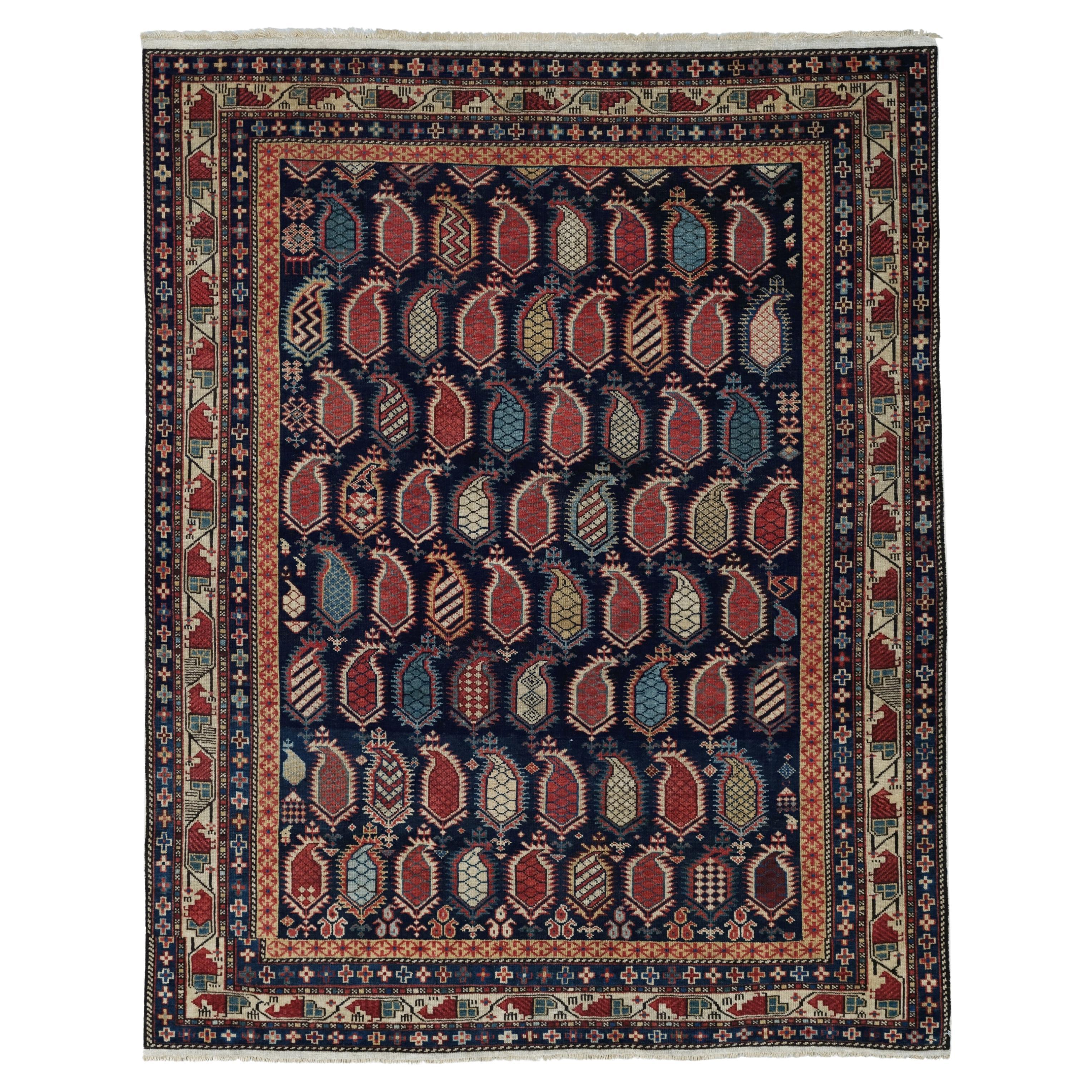 Middle of the 19th Century Marasali Rug, Antique Caucasian Rug, Antique Rug For Sale