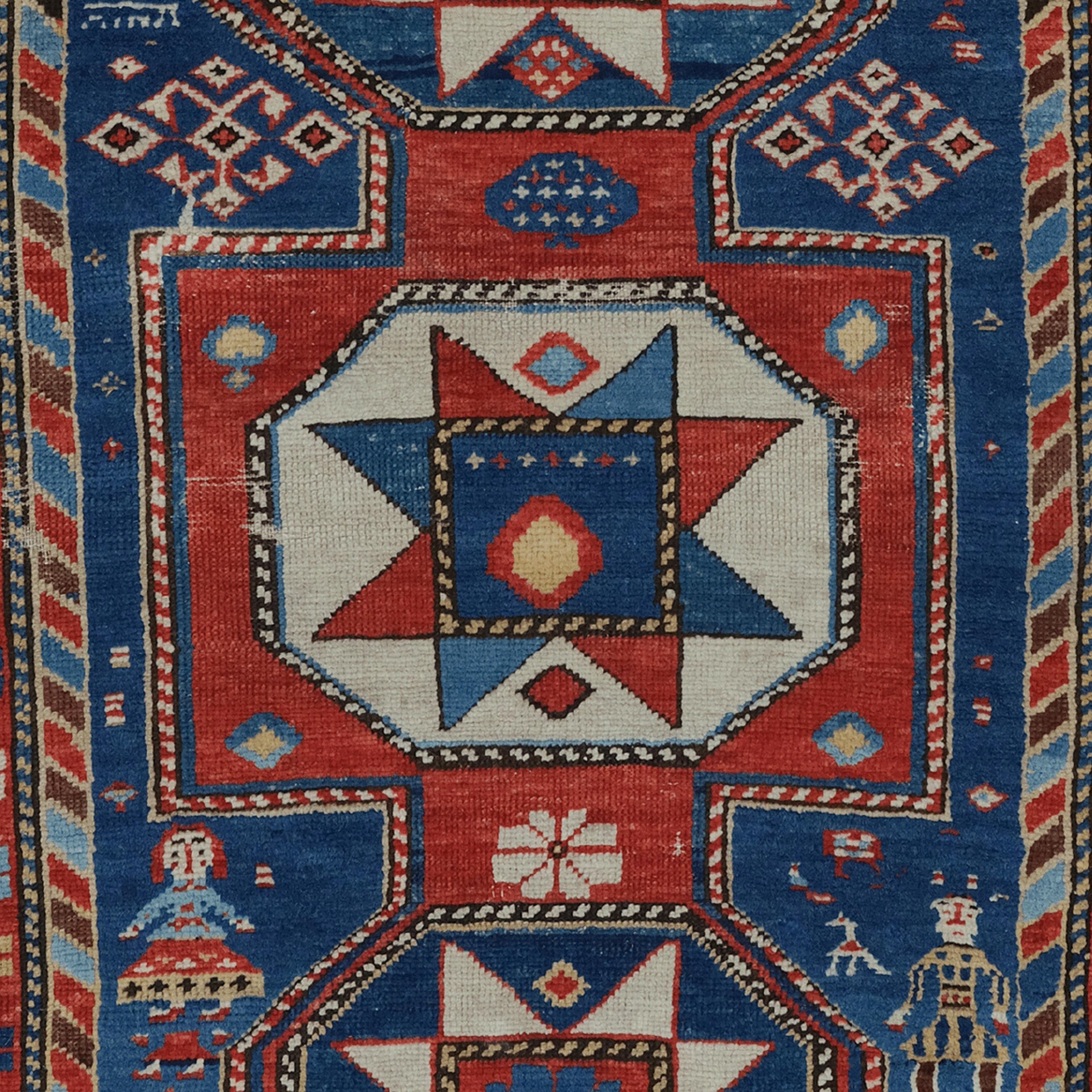 Middle of the 19th Century Shirvan Lezgi Rug, Antique Rug, Caucasian Rug In Good Condition For Sale In Sultanahmet, 34