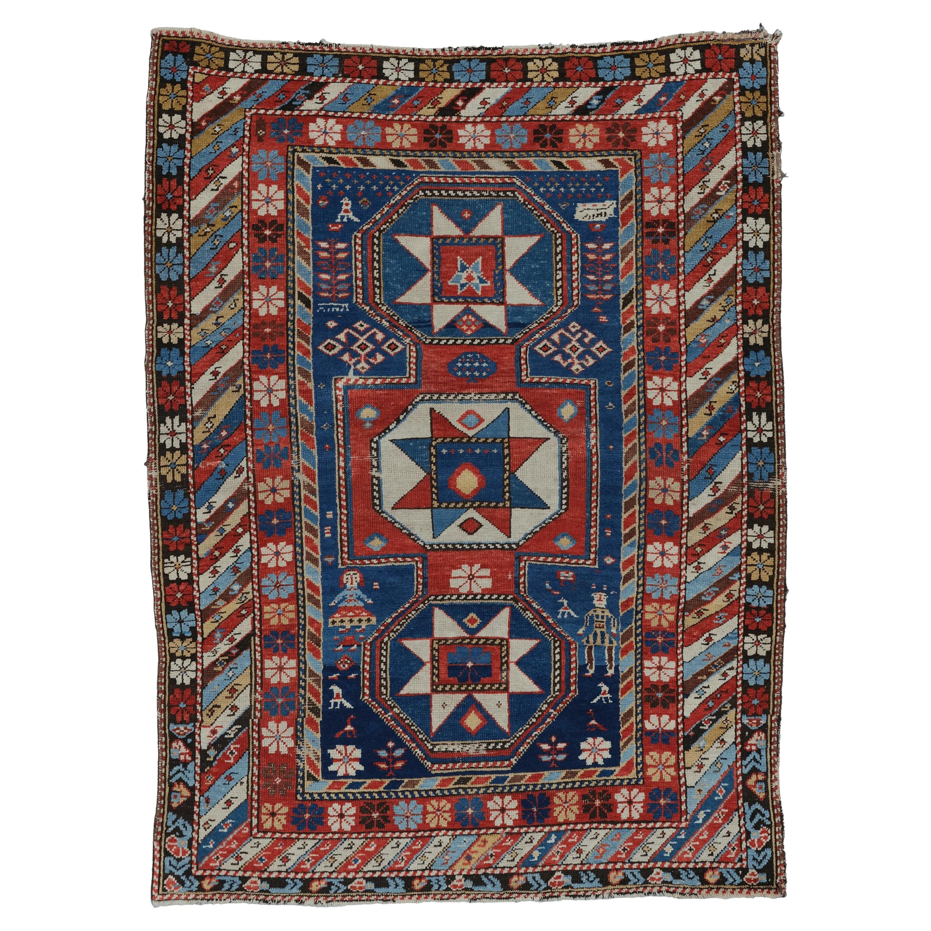 Middle of the 19th Century Shirvan Lezgi Rug, Antique Rug, Caucasian Rug For Sale