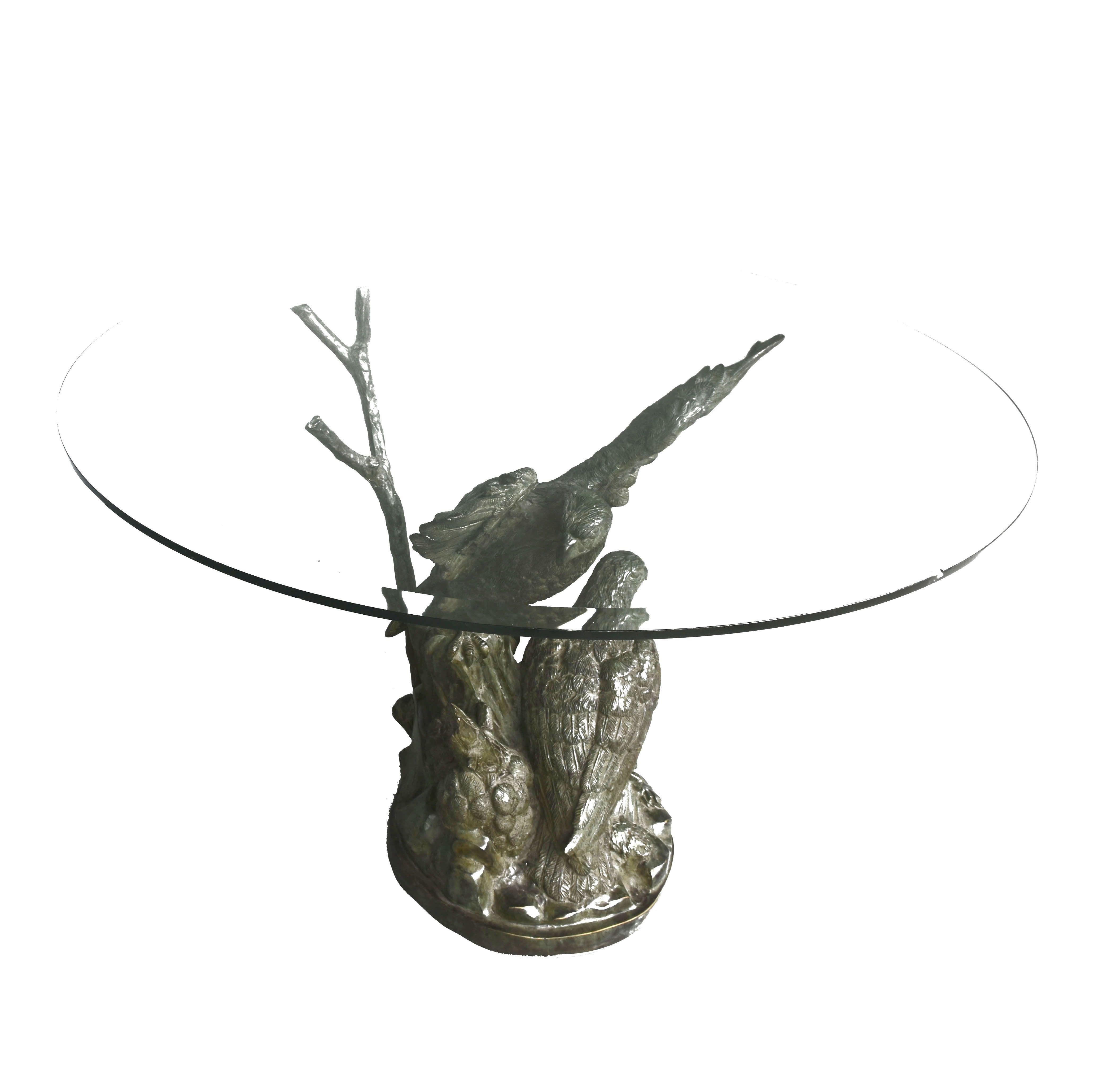 Cast Middle Table with Bronze Eagles with Green Patina For Sale