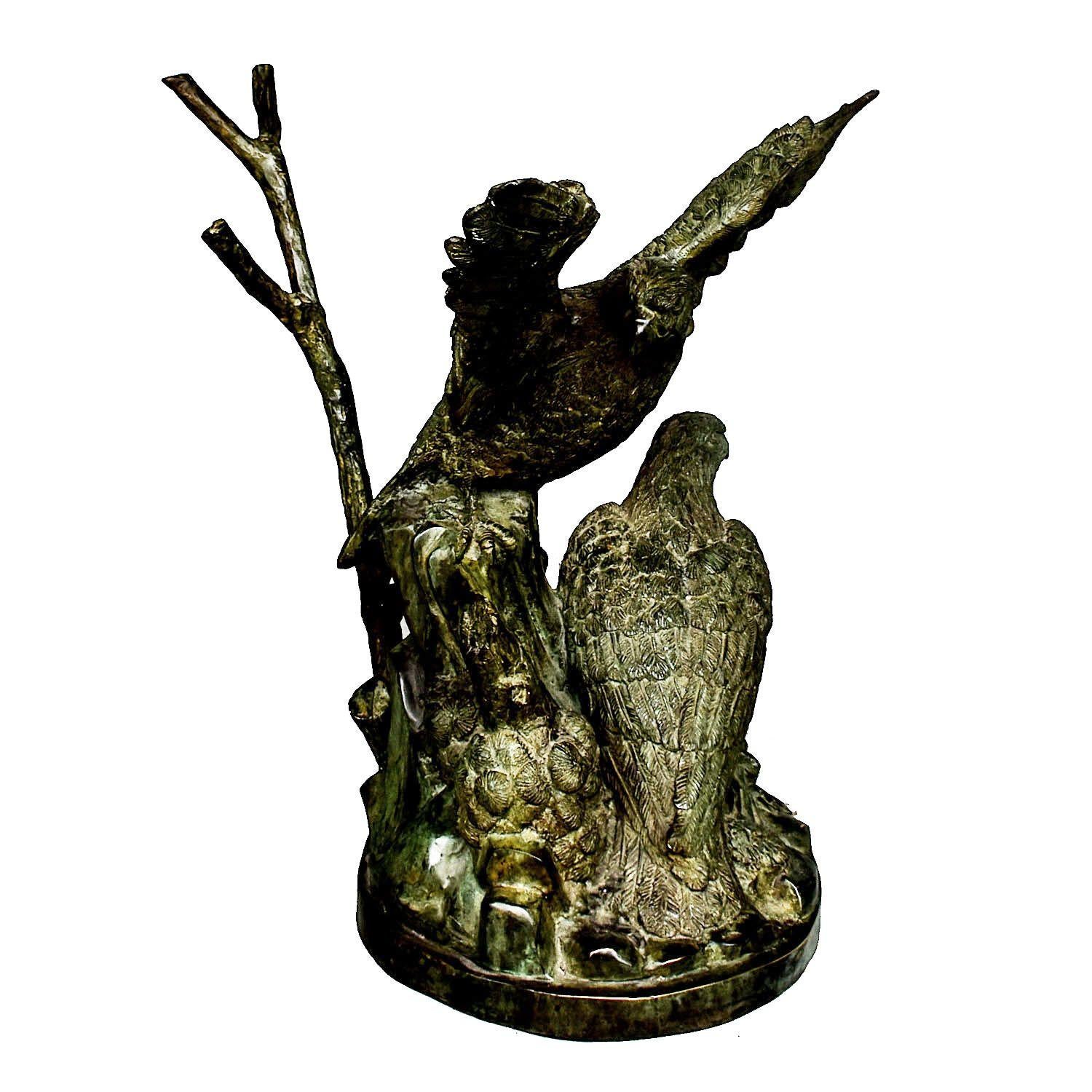 Mid-20th Century Middle Table with Bronze Eagles with Green Patina For Sale