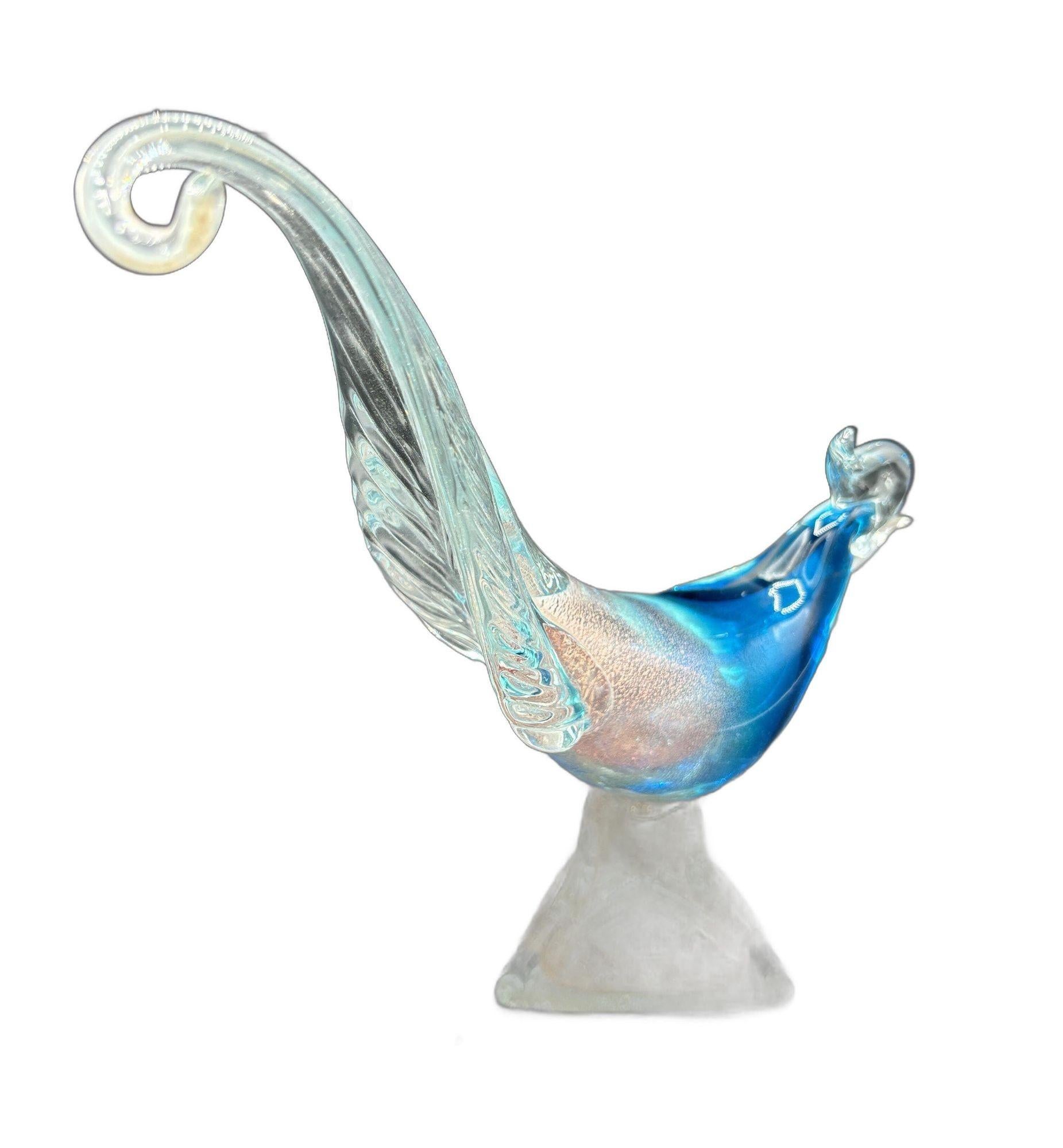 Mid-Century moderno Scultura in vetro artistico a forma di fagiano di Murano della metà del secolo scorso attribuita a Barovier&Toso in vendita