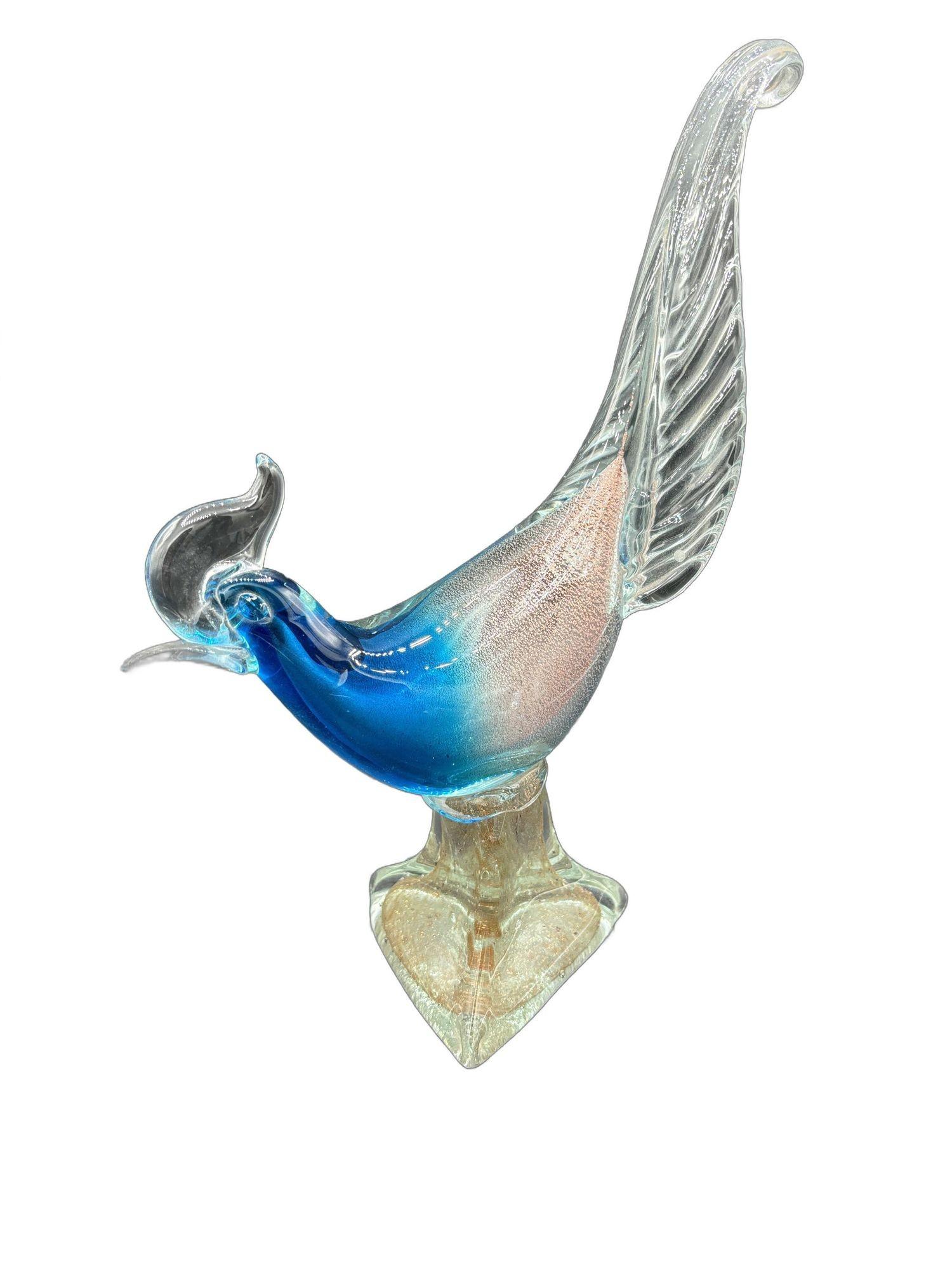 Italiano Scultura in vetro artistico a forma di fagiano di Murano della metà del secolo scorso attribuita a Barovier&Toso in vendita