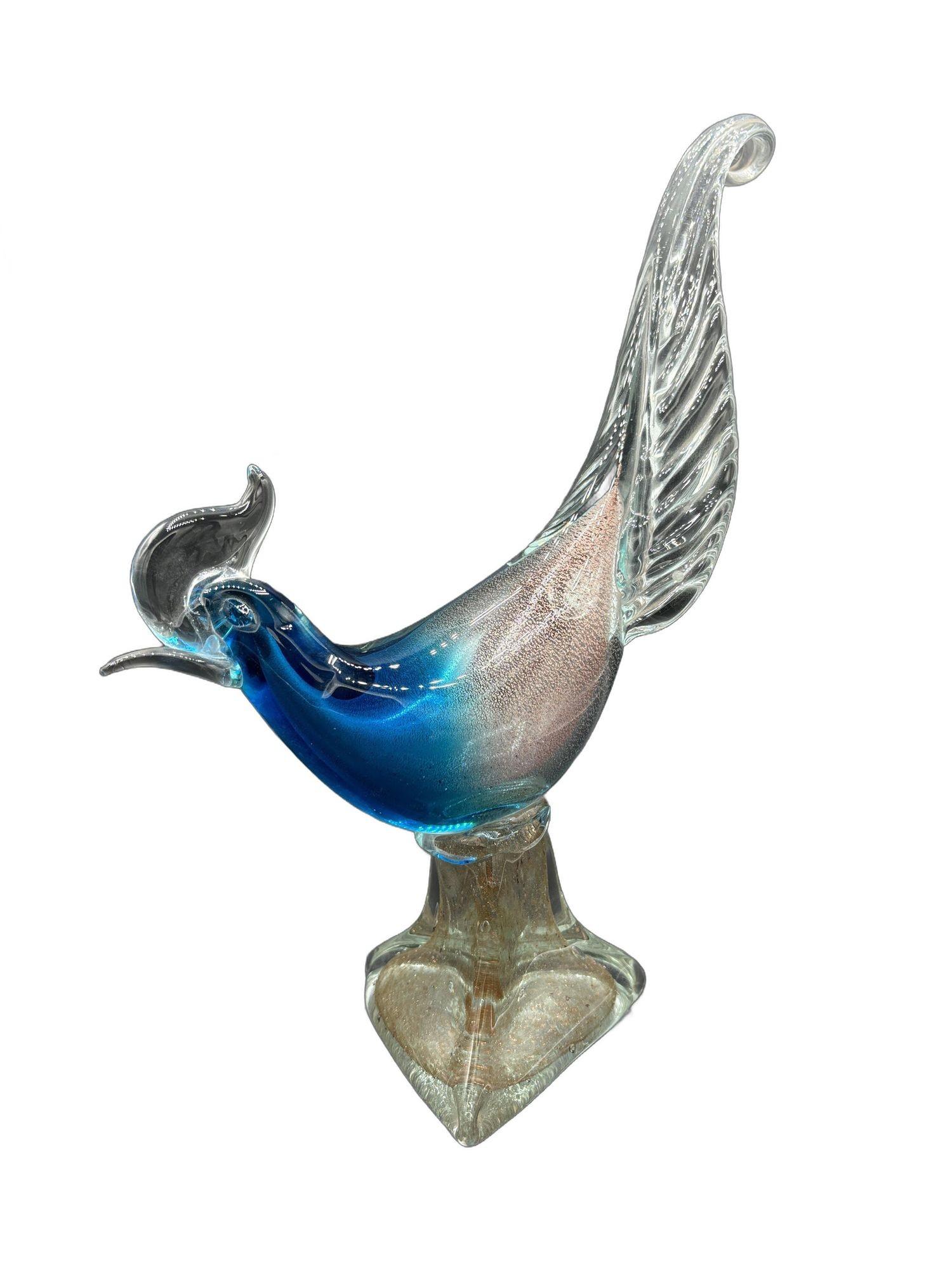 Metà XX secolo Scultura in vetro artistico a forma di fagiano di Murano della metà del secolo scorso attribuita a Barovier&Toso in vendita