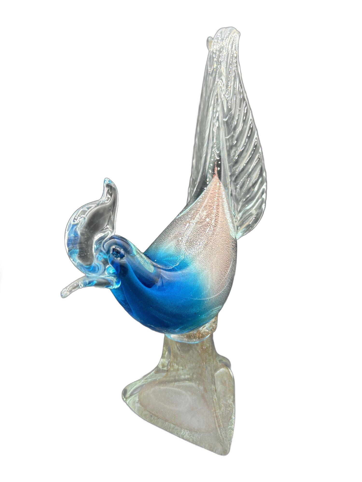 Vetro artistico Scultura in vetro artistico a forma di fagiano di Murano della metà del secolo scorso attribuita a Barovier&Toso in vendita