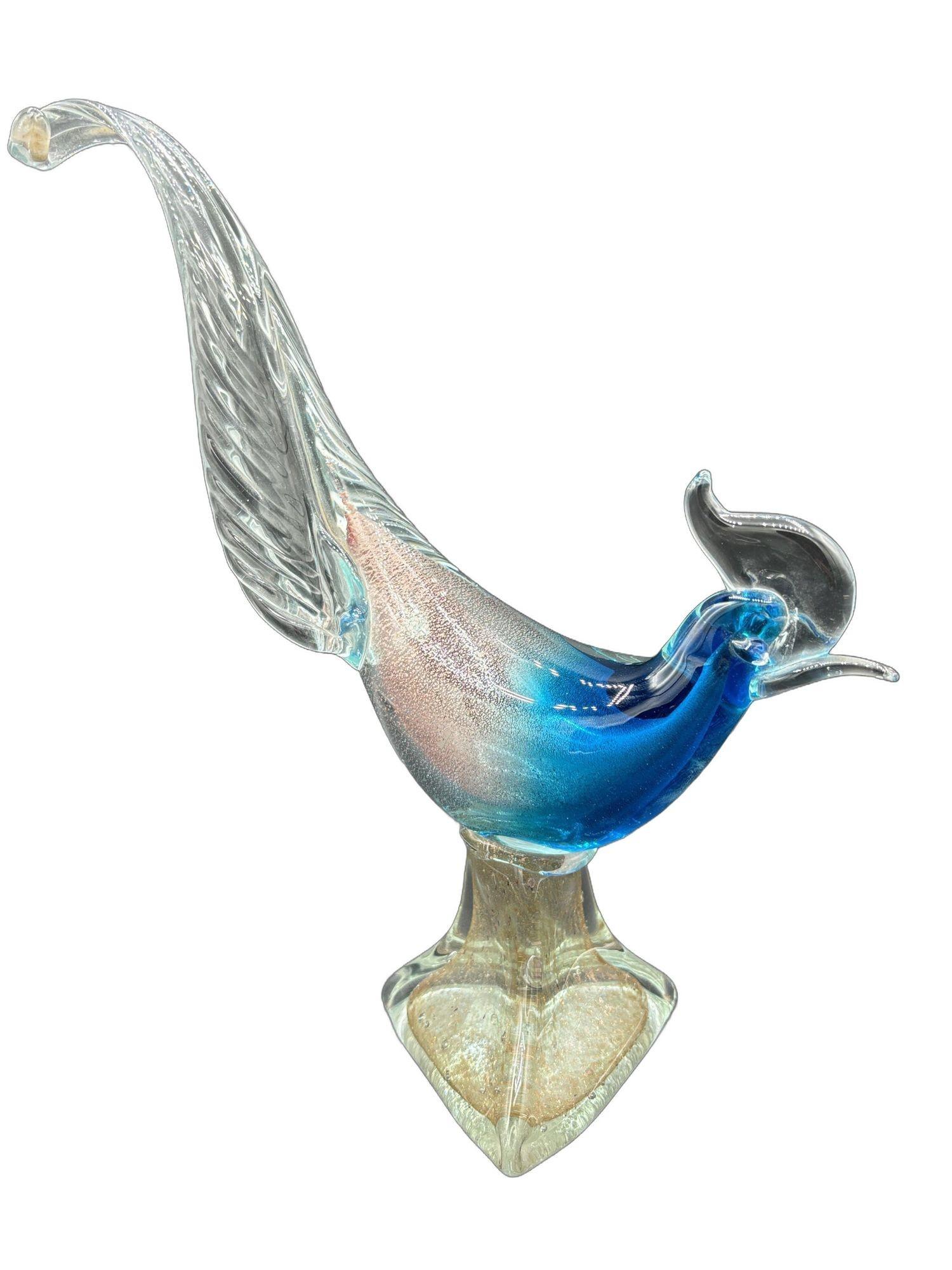 Scultura in vetro artistico a forma di fagiano di Murano della metà del secolo scorso attribuita a Barovier&Toso in vendita 1