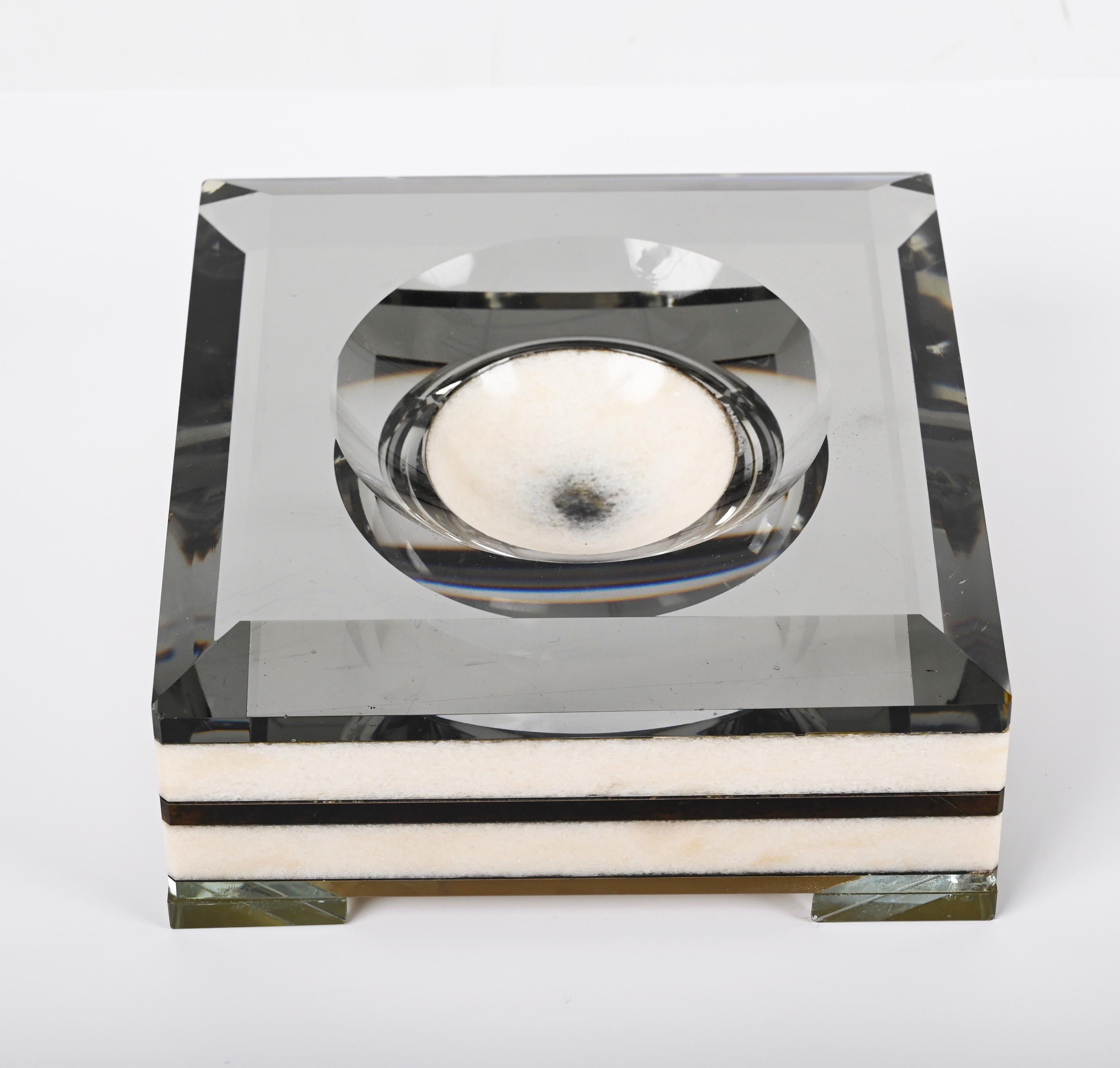 MIdecntury Squared Marble Italian Asthray and Mirror, 1970s For Sale 2