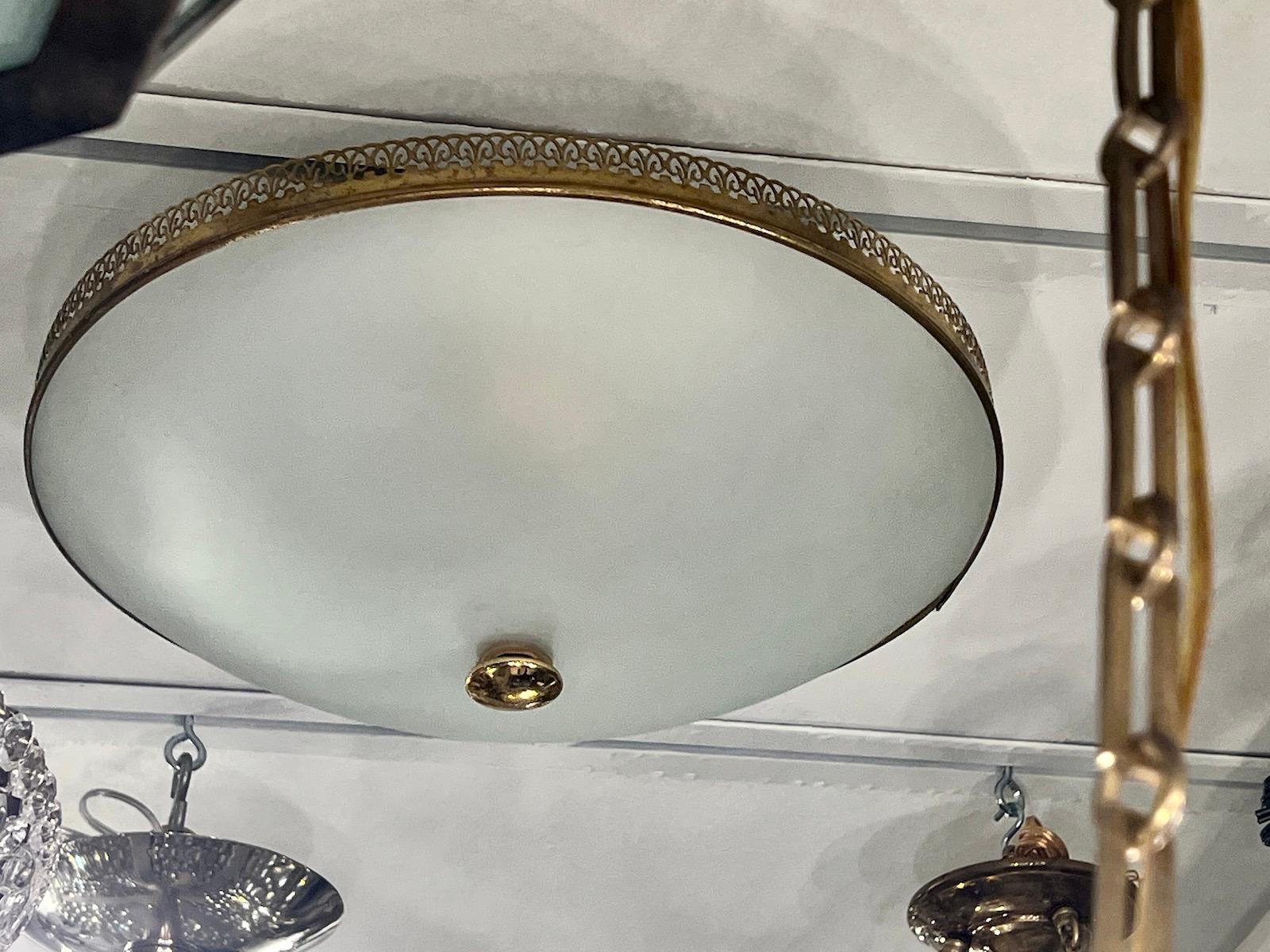 Midentury Flush Mounted Light Fixture In Good Condition For Sale In New York, NY
