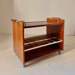 Midentury Modern Wood Rolling Bar Cart, Italy 1960s