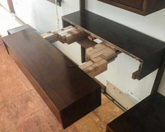 Midentury Rosewood Wall-Unit Including Table, Desk, Curio Cabinet and Light