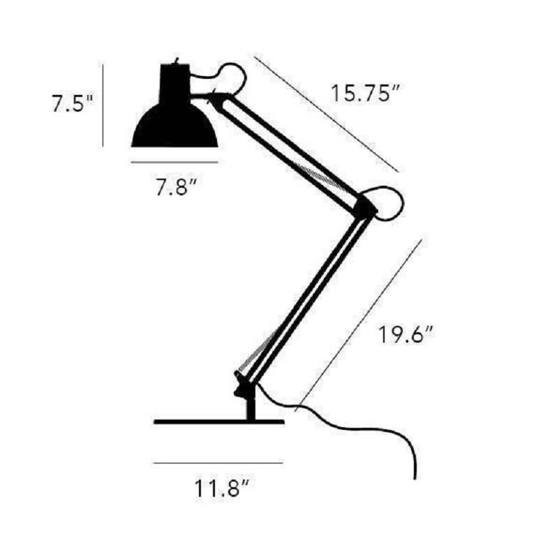 Design by Midgard, 1950s

Available in black and white

Powder-coated aluminum

Base Ø 11.8”

1st arm 19.6” - 2nd arm 15.75”

60” fabric cord

60W Max E26



In the 1950s Midgard brought the parallelogram arm design with spring