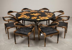 Midge Round Dining Table: Premium Olive Wood, Resin and Chrome Spider Legs