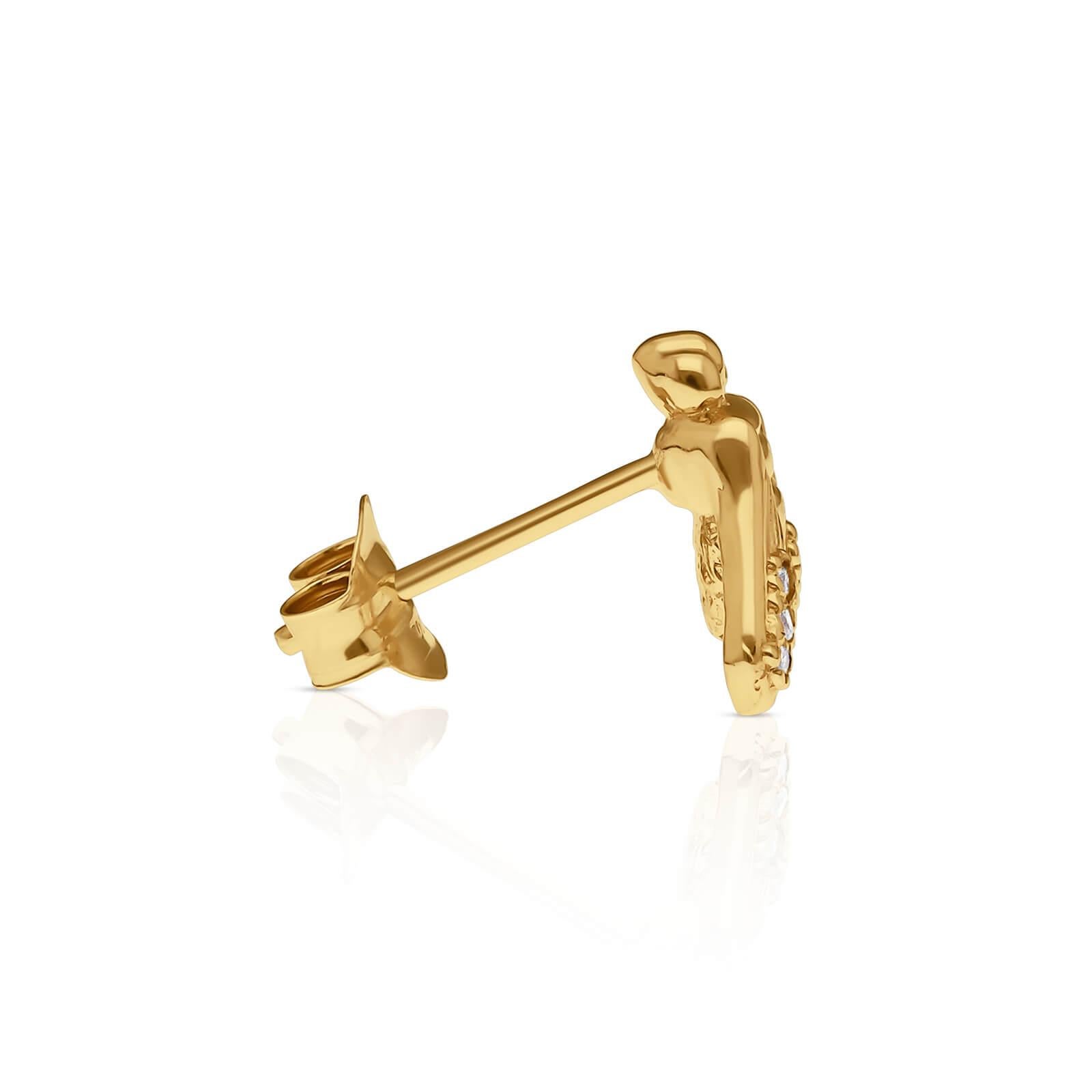 midi FLY Essential Individual Earring in 18K Yellow Gold with Half Pavé Diamonds In New Condition For Sale In Barcelona, CT
