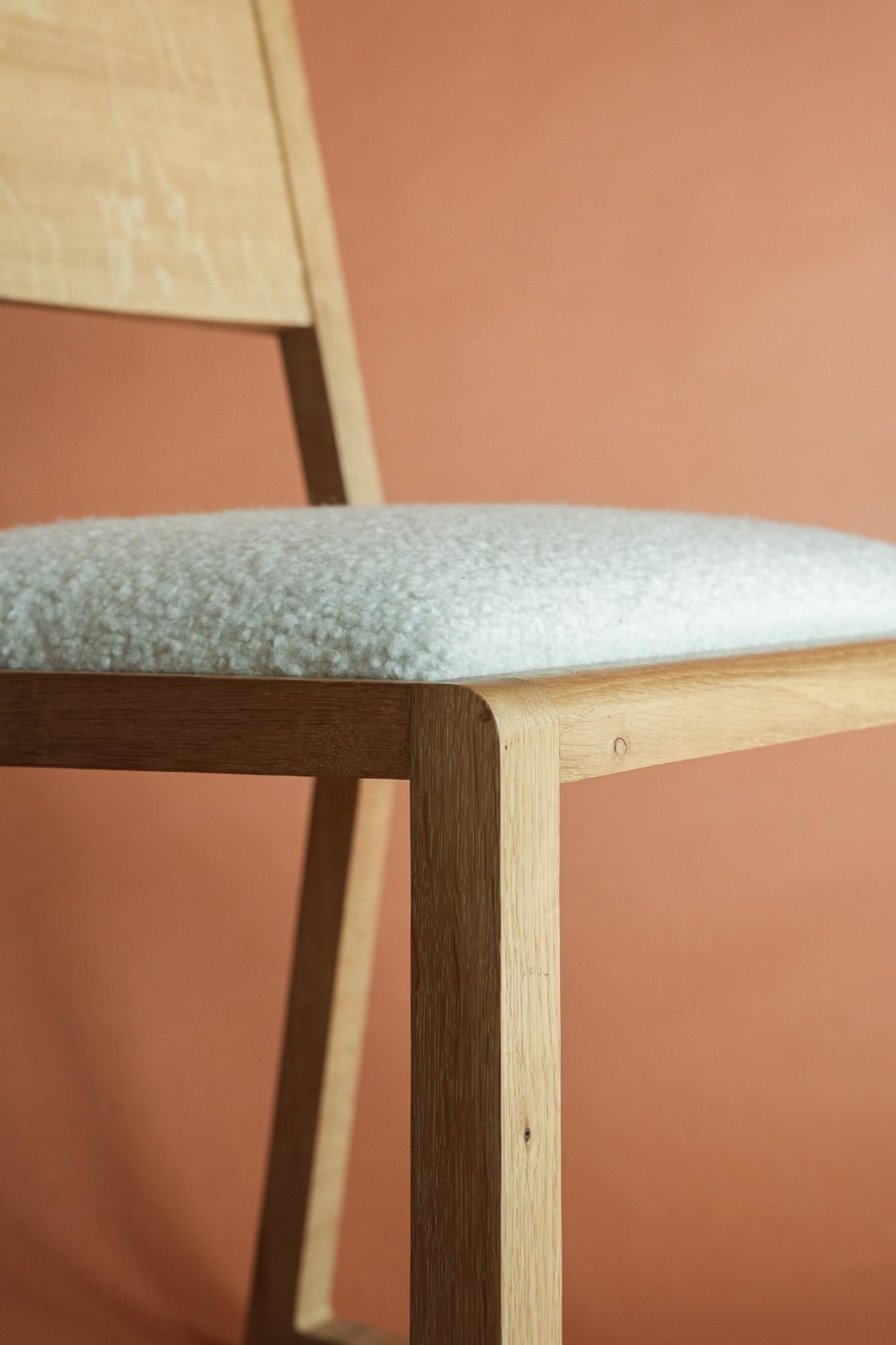 Wool Midi Oak wood dining chair by Goldfinch Brookes For Sale
