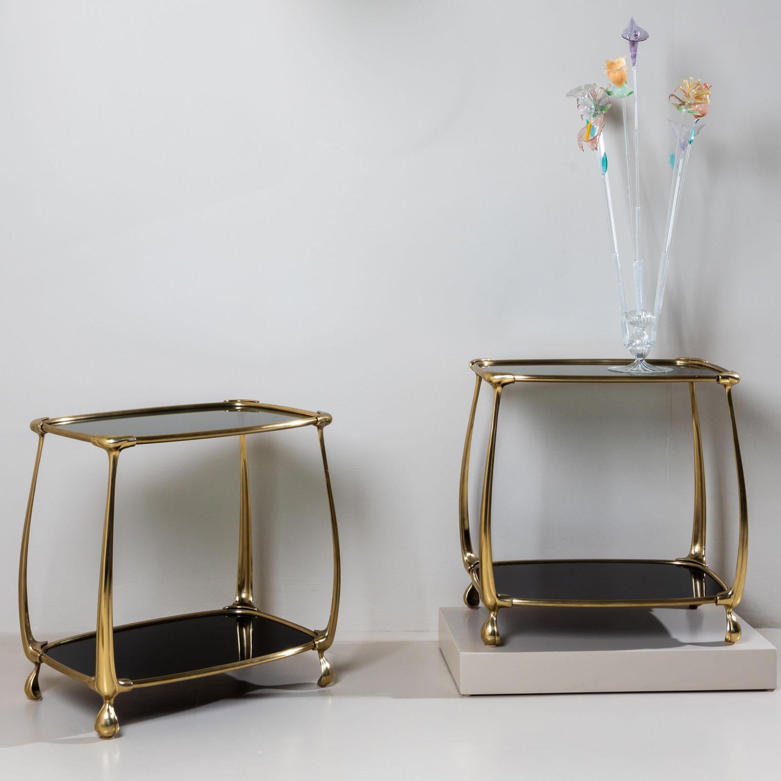 Midi20th Century Pair of Brass and Glass Side Tables, Attributed to Fontana Arte For Sale 3