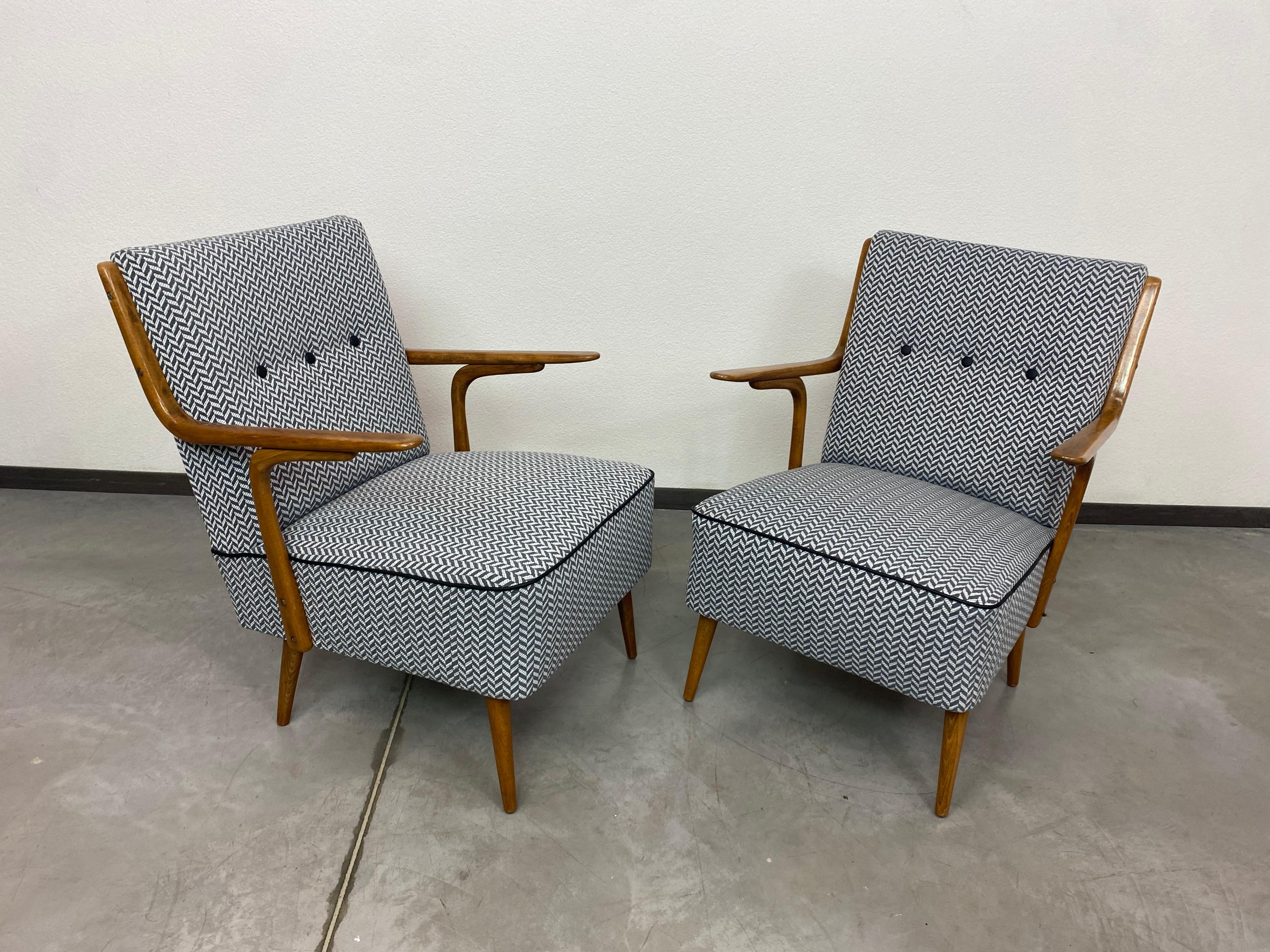 Hungarian Midncenury design armchairs by Jozsef Peresztegi for Thonet