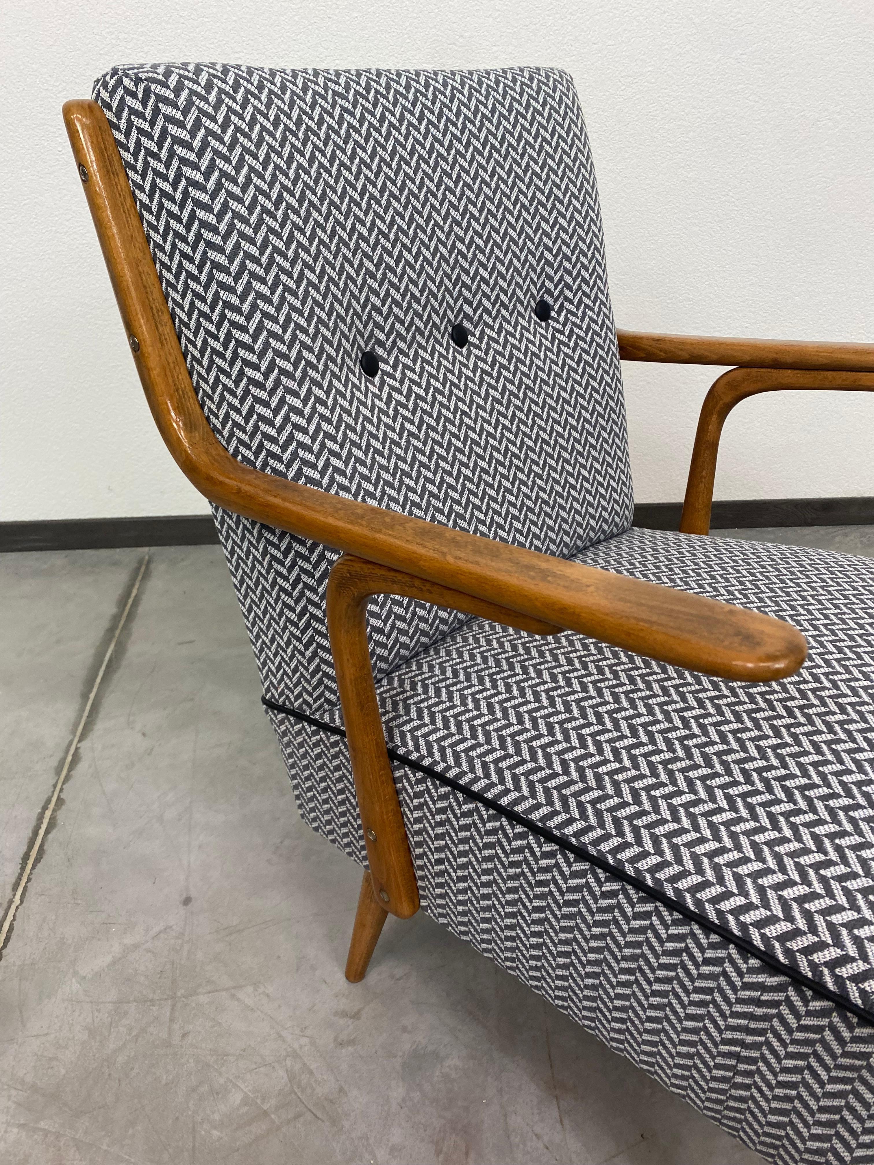 Fabric Midncenury design armchairs by Jozsef Peresztegi for Thonet