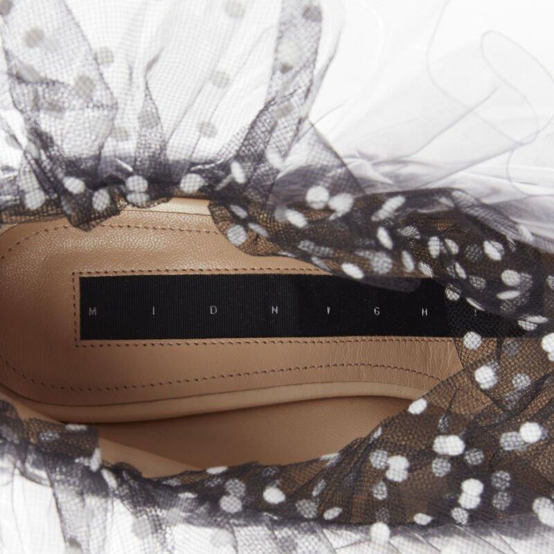 MIDNIGHT 00 black white polka dot tulle PVC frill ruffle pump EU38 5