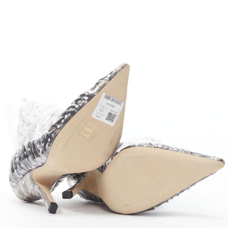 MIDNIGHT 00 black white polka dot tulle PVC frill ruffle pump EU38 7