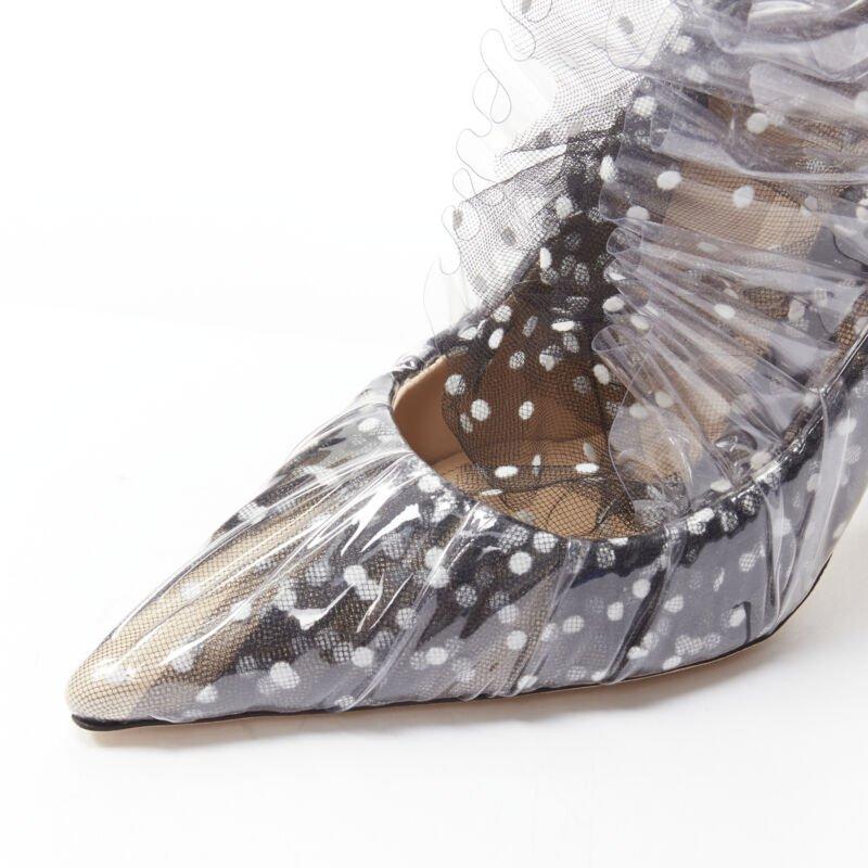 MIDNIGHT 00 black white polka dot tulle PVC frill ruffle pump EU38 2