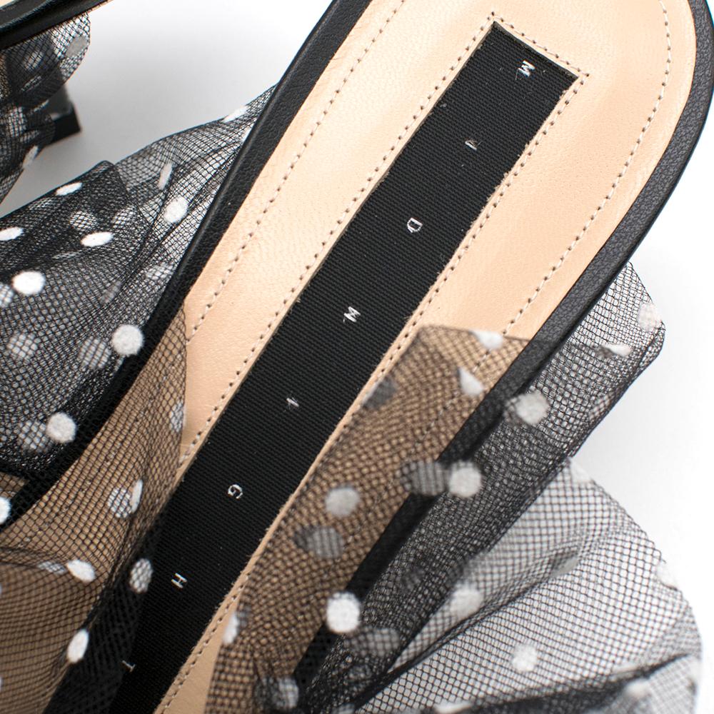 Midnight 00 Polka Dot Patterned Ruffled Mules EU39  For Sale 5