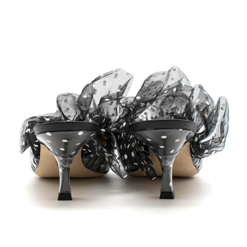 Midnight 00 Polka Dot Patterned Ruffled Mules EU39  In New Condition For Sale In London, GB