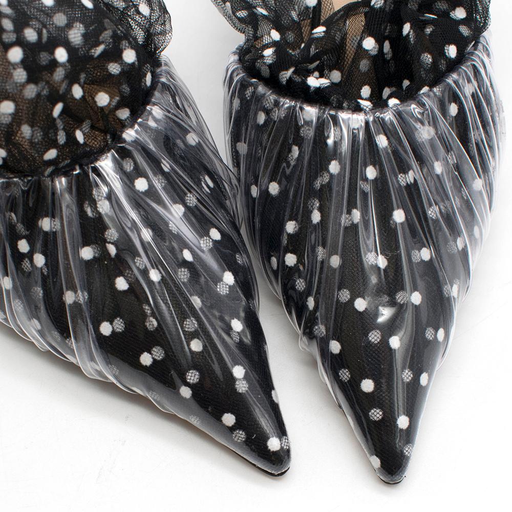 Midnight 00 Polka Dot Patterned Ruffled Mules EU39  For Sale 4