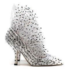 Midnight 00 White Polka Dot Tulle & PVC Pumps SIZE 36