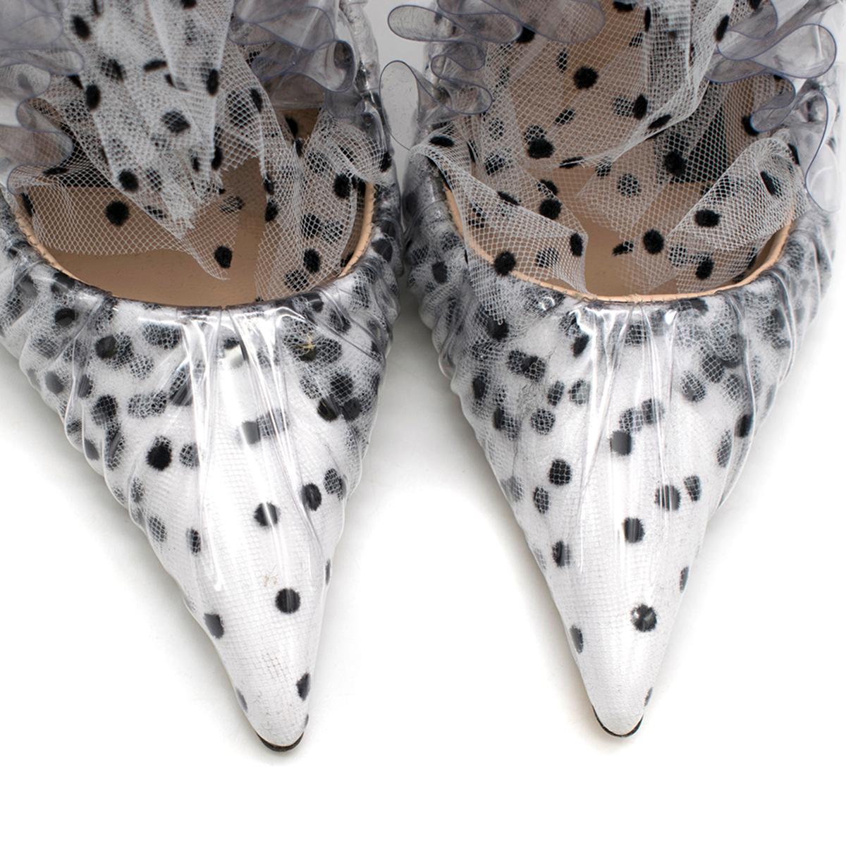 polka dot heels black and white